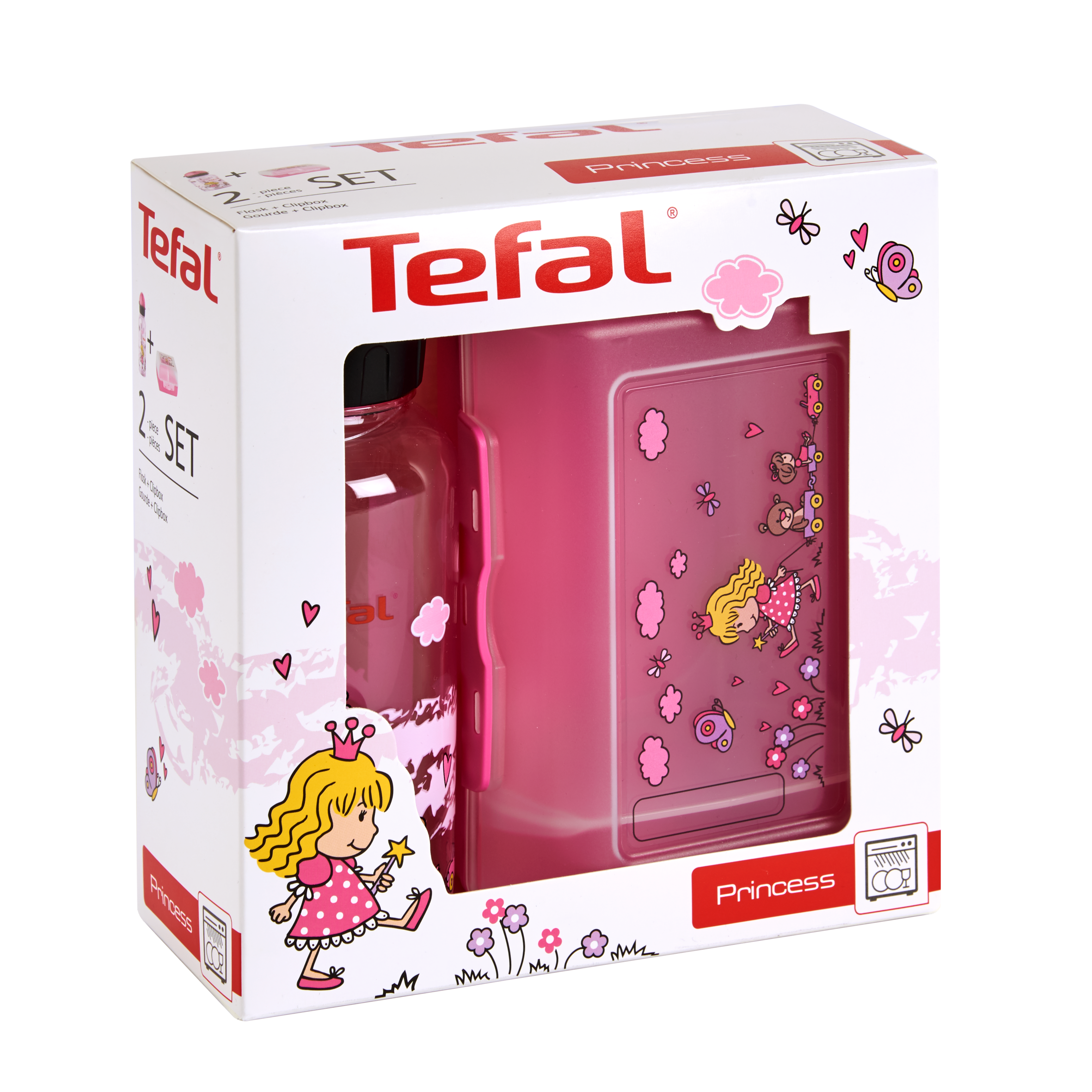 Detský set Tefal Kids dózy a fľaše Tritan 0,4 l K3169114 Ružová princezná