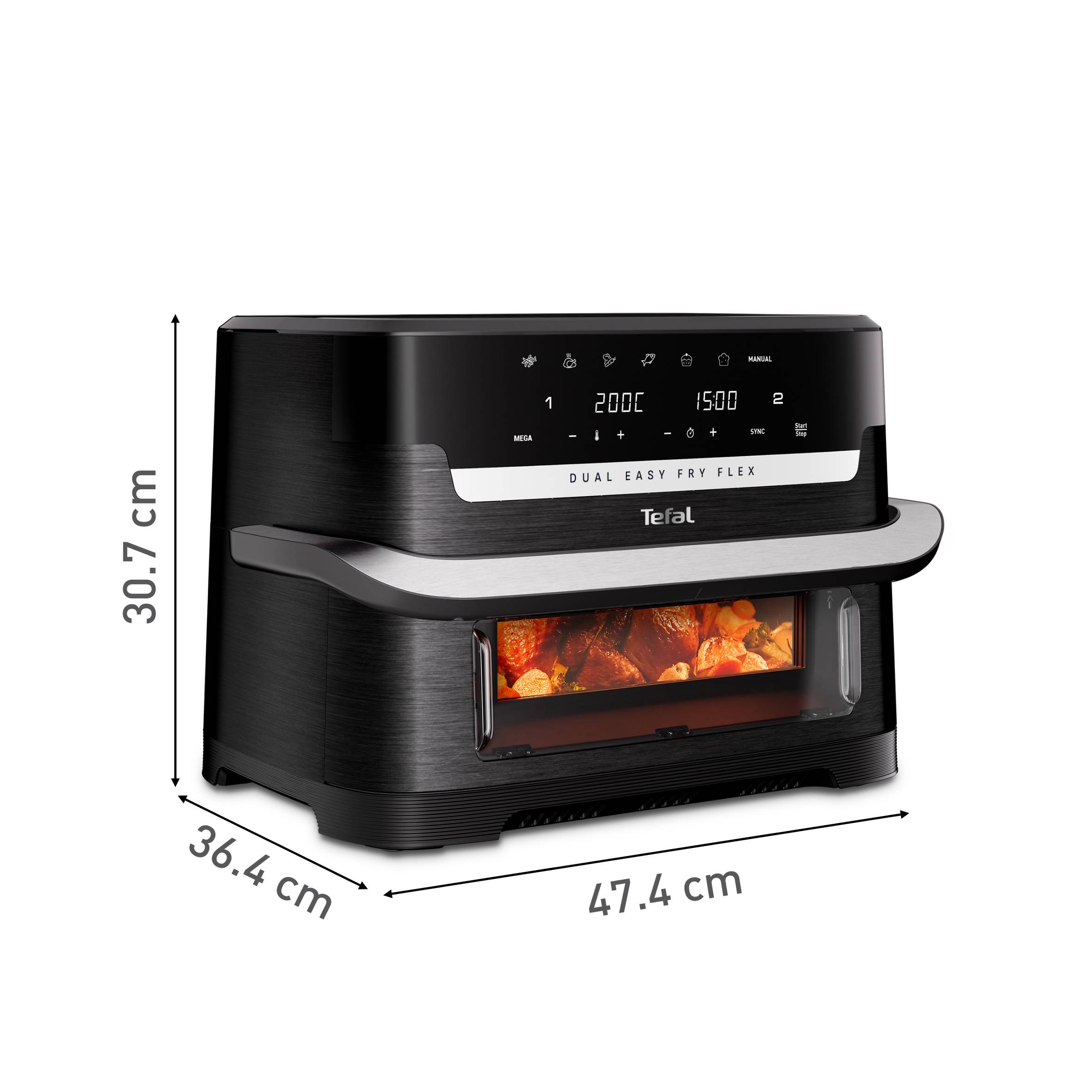 Teplovzdušná fritéza Tefal Dual Easy Fry Flex EY9228E0 Čierna
