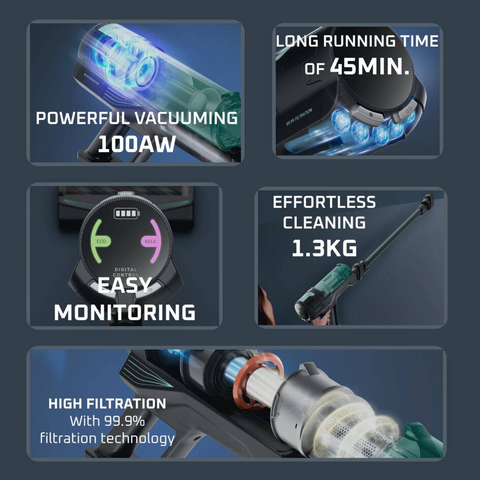 X-FORCE 8.80, Cordless Stick Vacuum, powerful cleaning, 100AW*