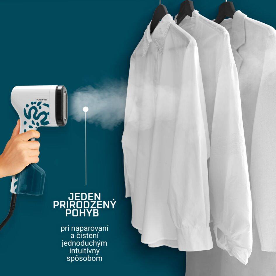 Ručný naparovač Tefal Pure POP Home & Travel DT2040E1 Biely/Modrý