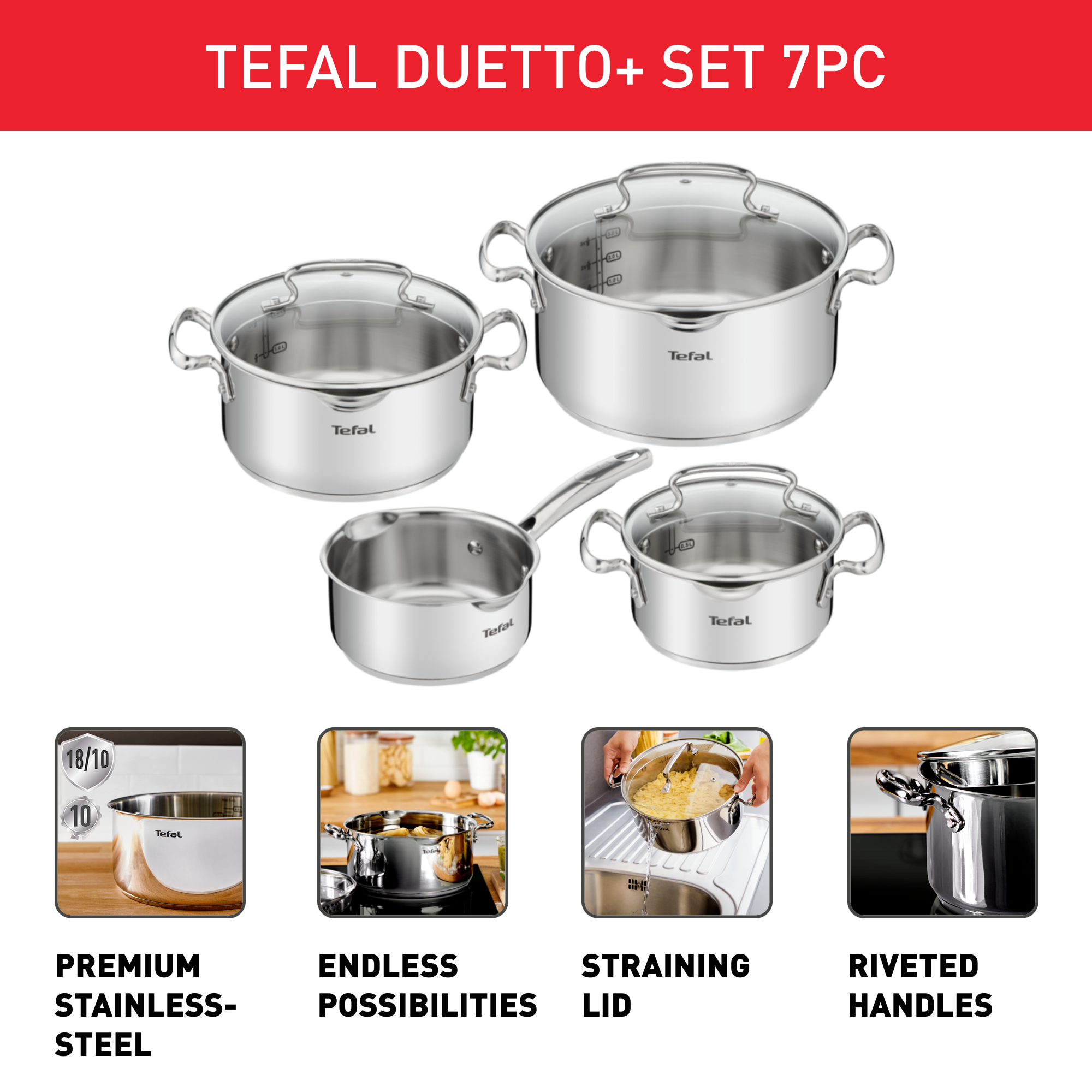 Súprava riadu Tefal Duetto+ G719S655 6 ks 16/20/24 cm