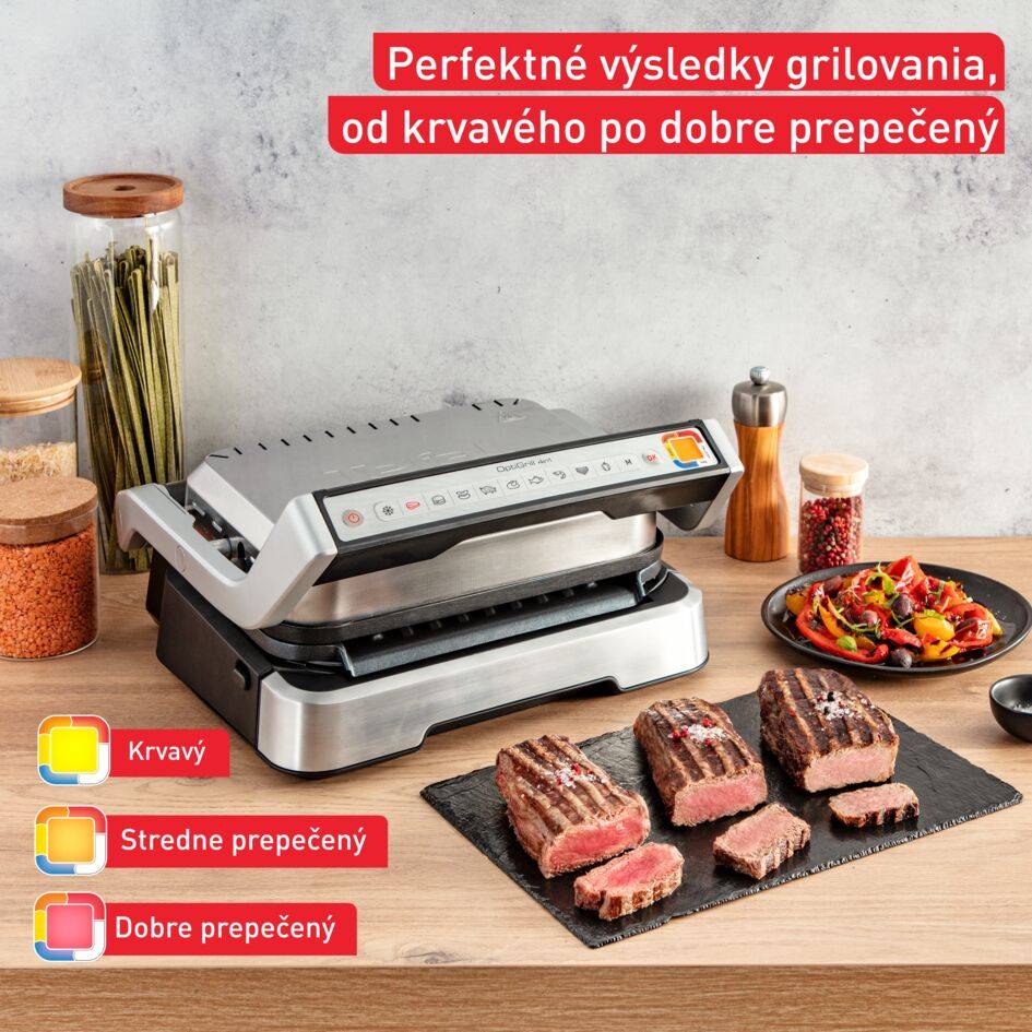 Elektrický gril Tefal OptiGrill 2v1 Inox GC772D30 Strieborný/Čierny