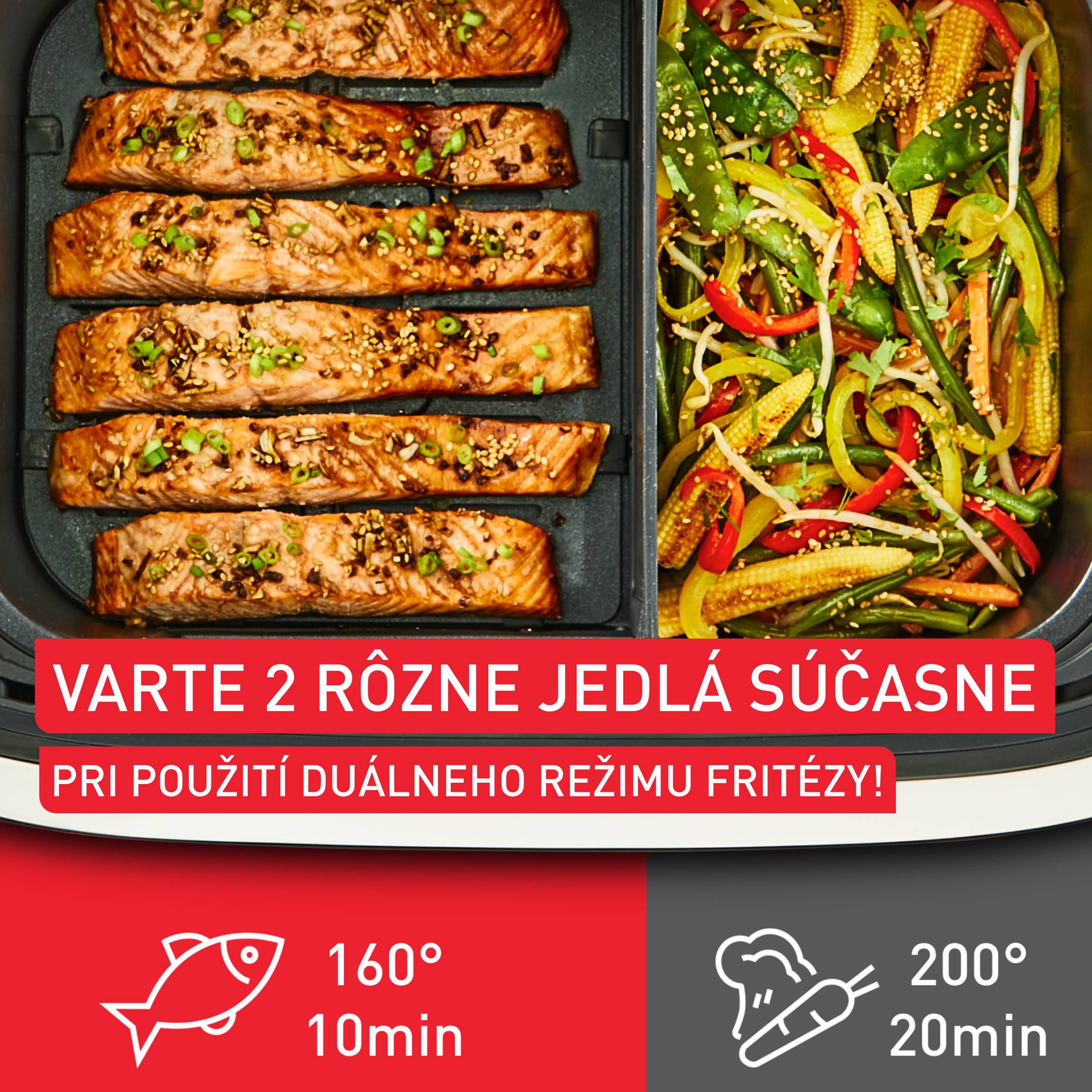 Teplovzdušná fritéza Tefal Dual Easy Fry Flex EY9228E0 Čierna