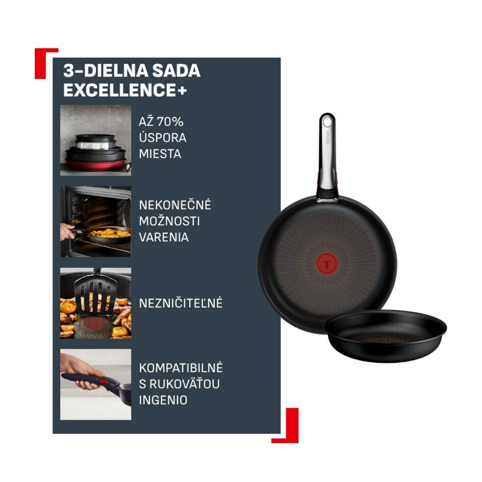 Súprava stohovateľného riadu Tefal Ingenio Excellence+ P0009553 3 ks