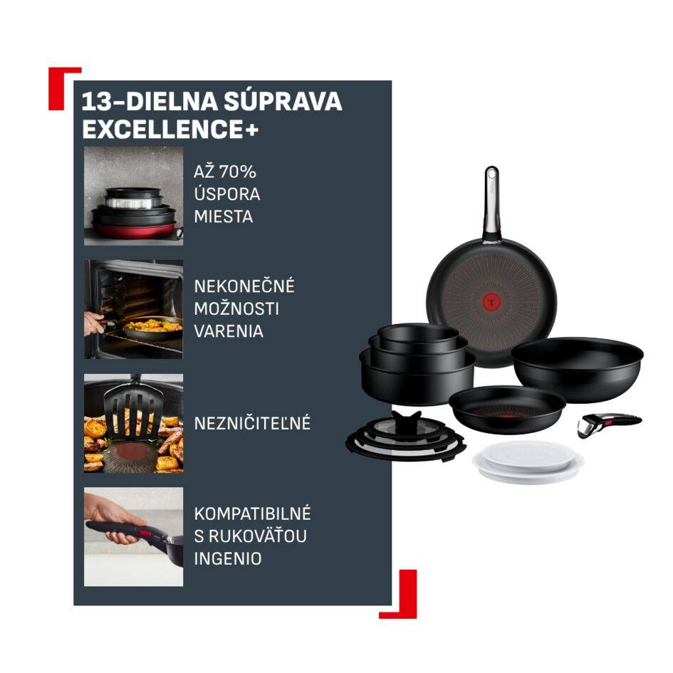 Súprava stohovateľného riadu Tefal Ingenio Excellence+ P0009753 13 ks