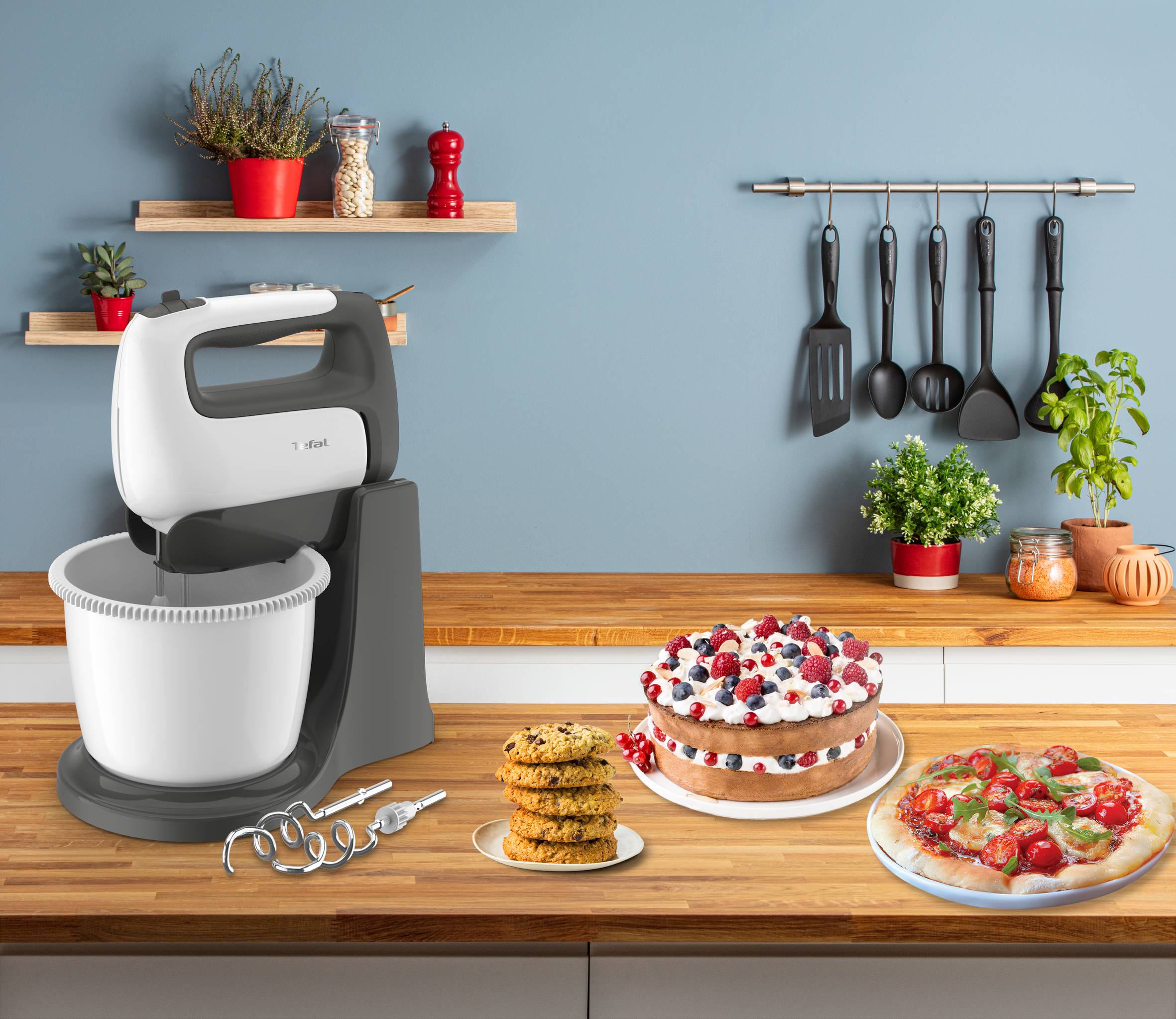 Ručný mixér s misou Tefal Prep'Mix+ HT464138 Tmavosivý/Biely