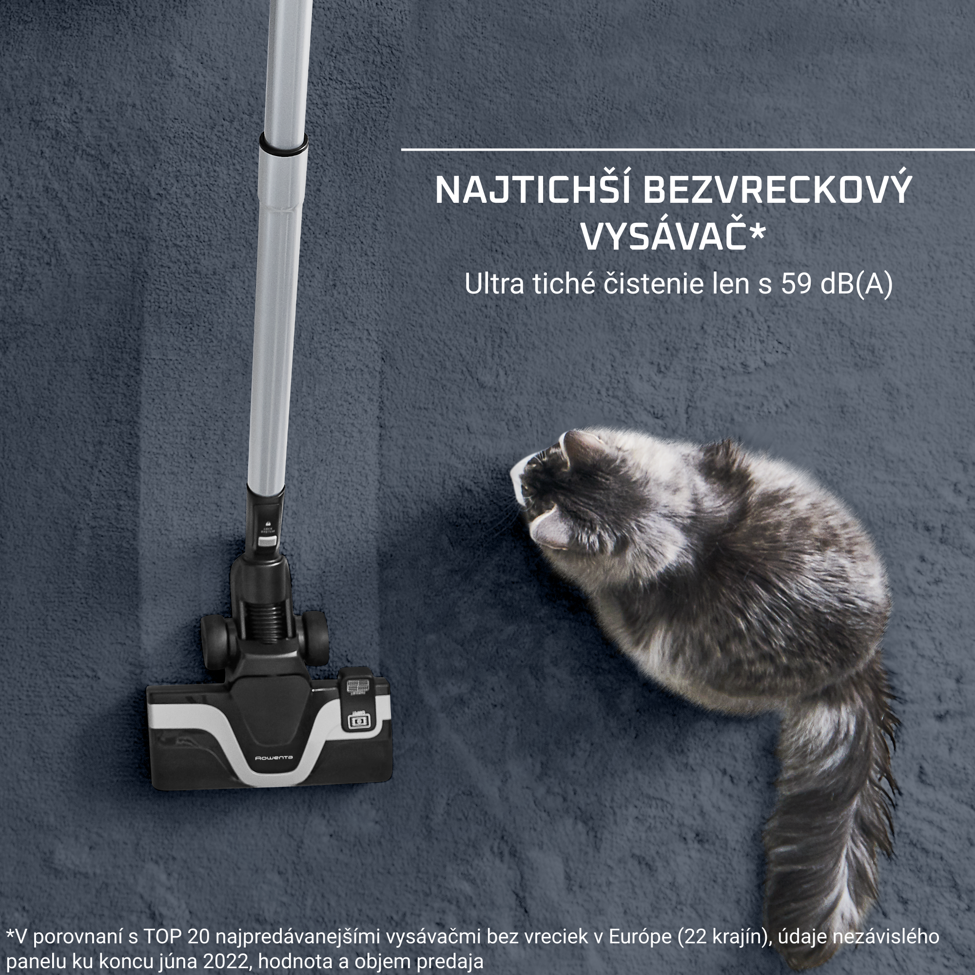 Bezvreckový vysávač Silence Force Cyclonic Effitech® 59 dB Parquet RO7935EA