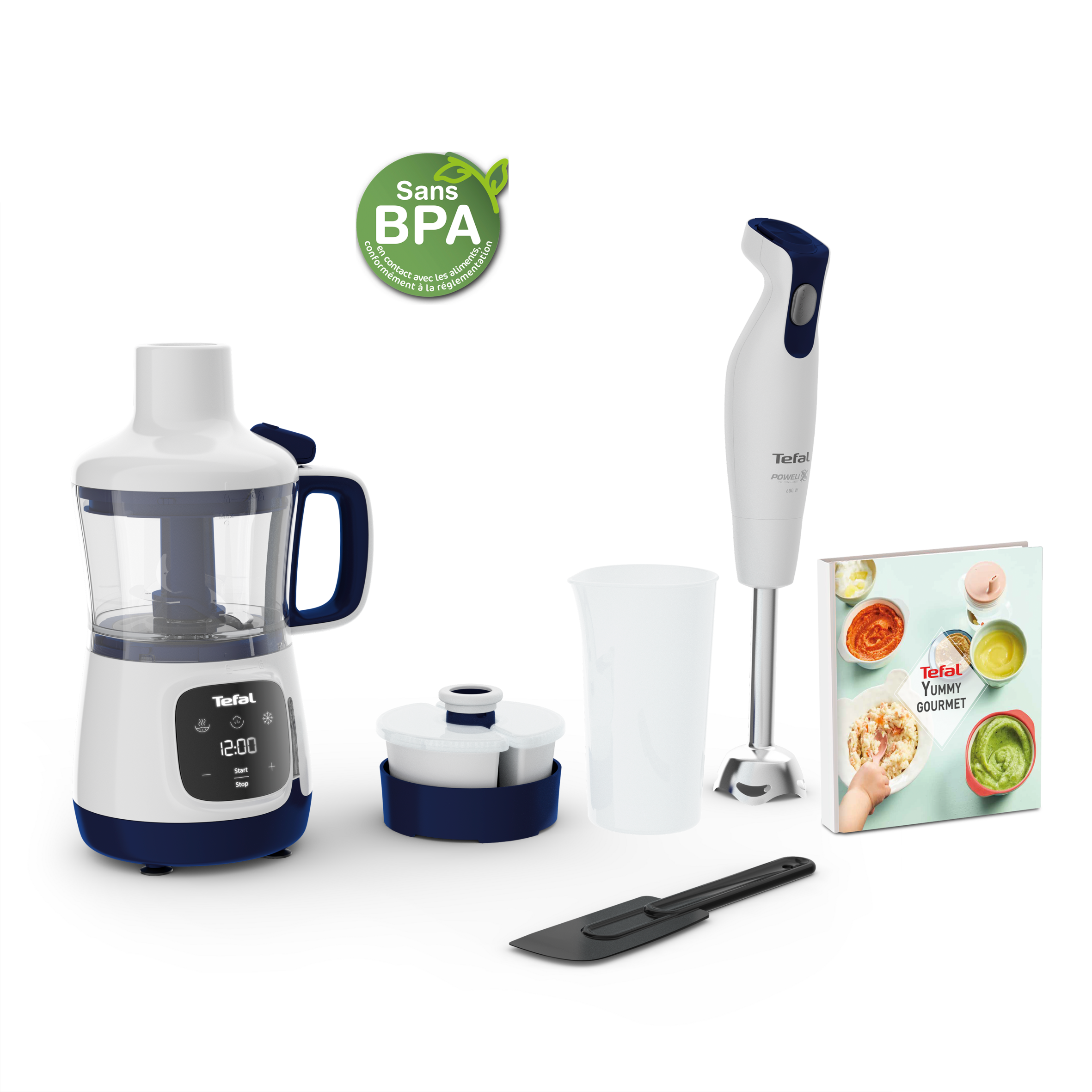 Tyčový mixér Tefal Yummy Gourmet HB55W430 Modrý/Biely