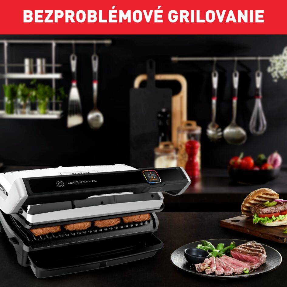 Elektrický gril Tefal OptiGrill Elite XL GC760D30 Strieborný/Čierny