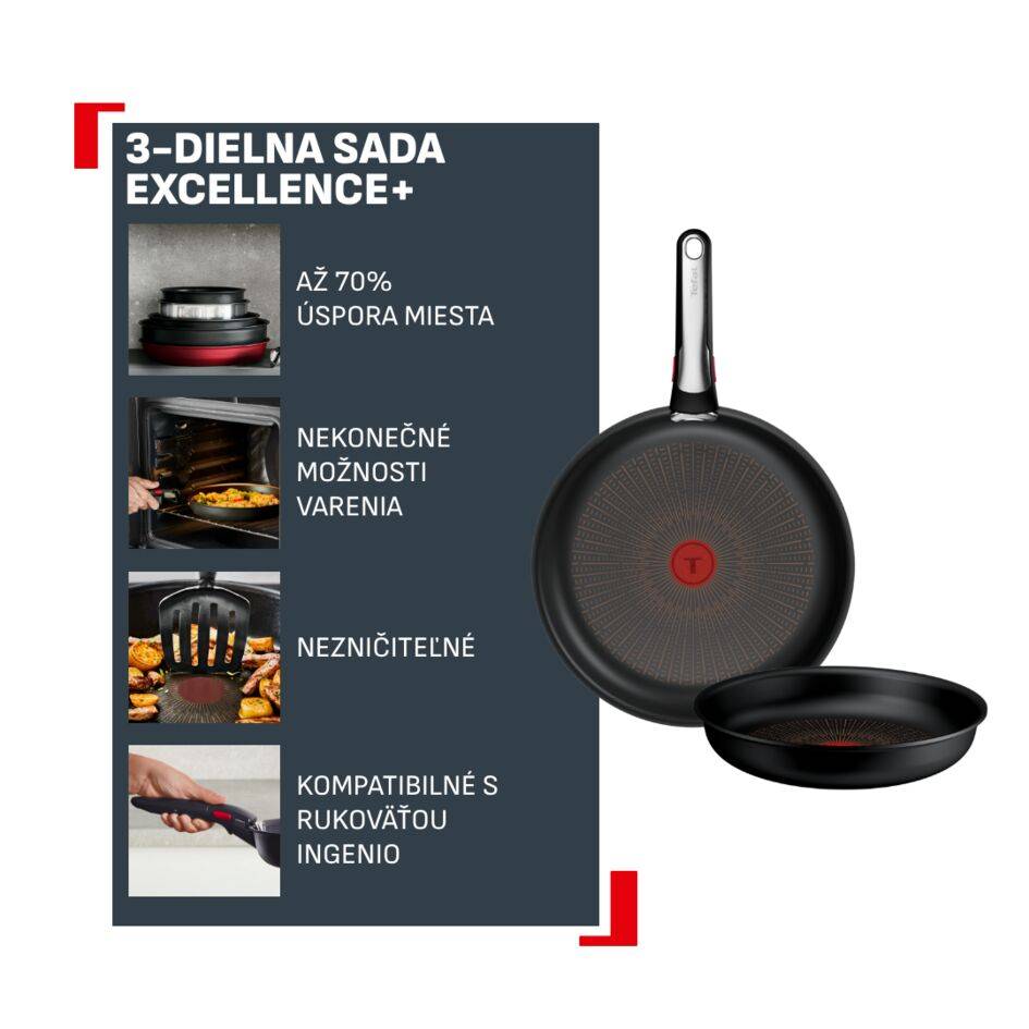 Stohovateľné panvice s nepriľnavým povrchom Tefal Ingenio Excellence+ P0009553 3&nbsp;ks
