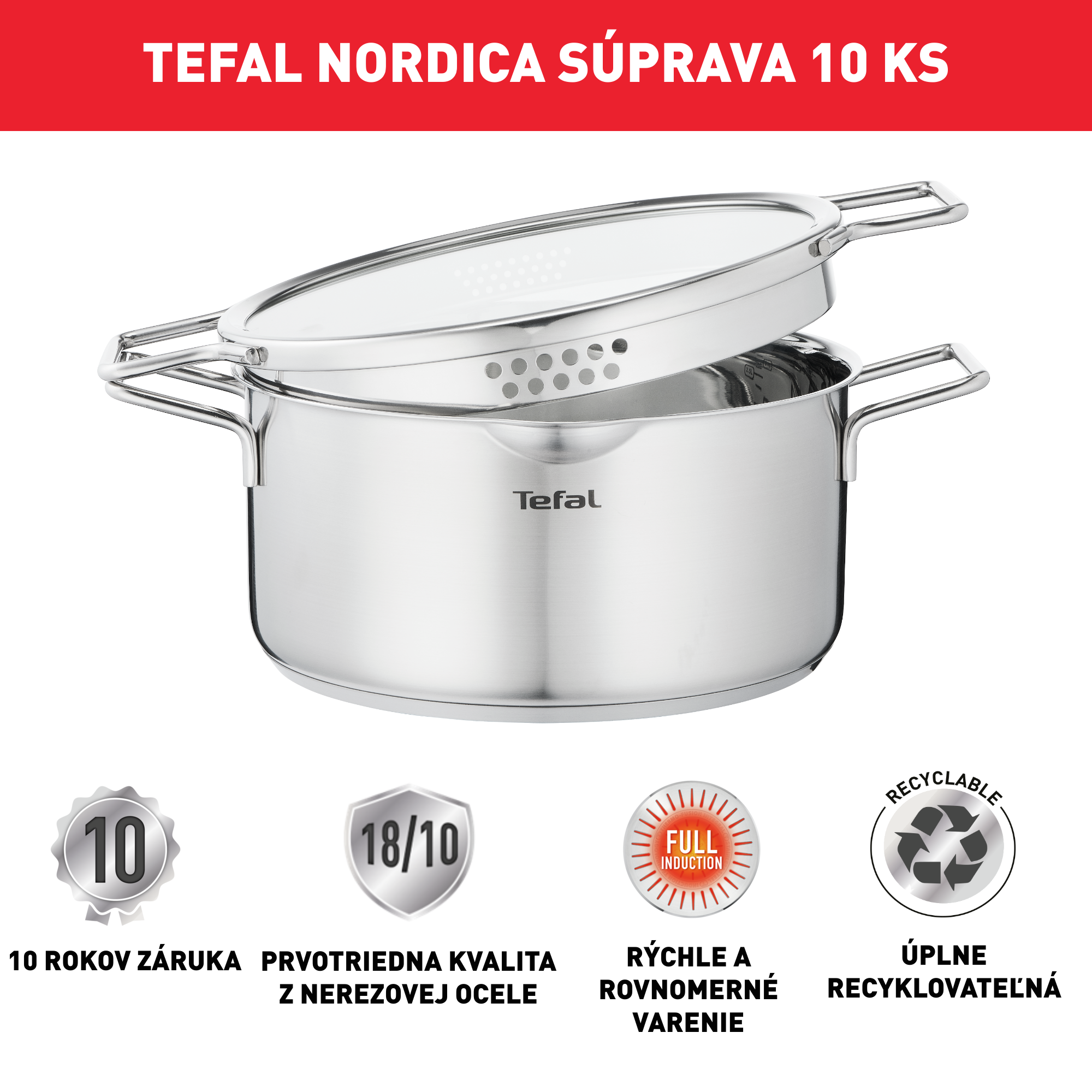 Súprava riadu Tefal Nordica H852SA55 10 ks
