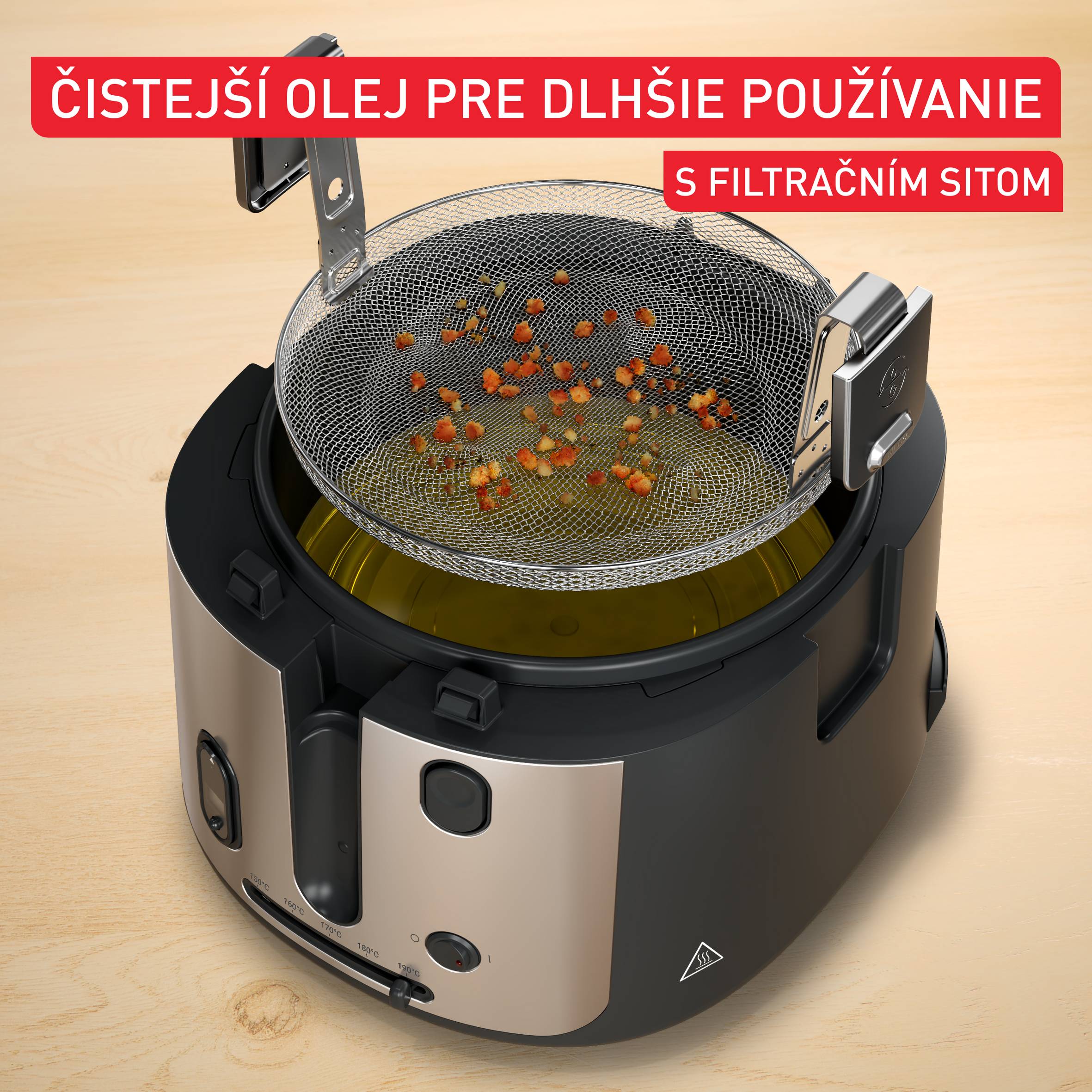Olejová fritéza Tefal Filtra Vision+, FF2588E0, čierna