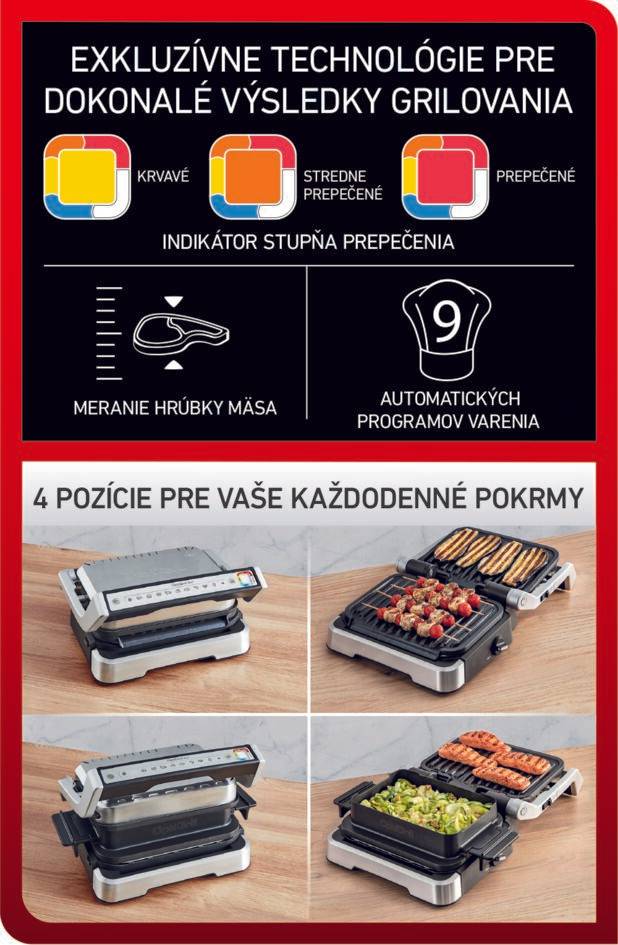 Elektrický gril Tefal OptiGrill 4v1 Inox GC774D30 Strieborný/Čierny