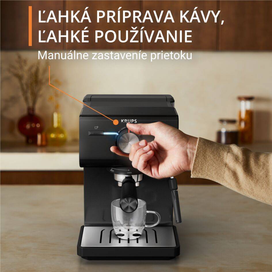 Pákový kávovar KRUPS Authentic XP381810 čierny