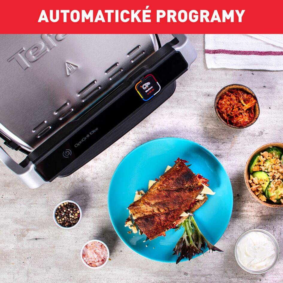 Elektrický gril Tefal OptiGrill Elite GC750D30 Strieborný/Čierny