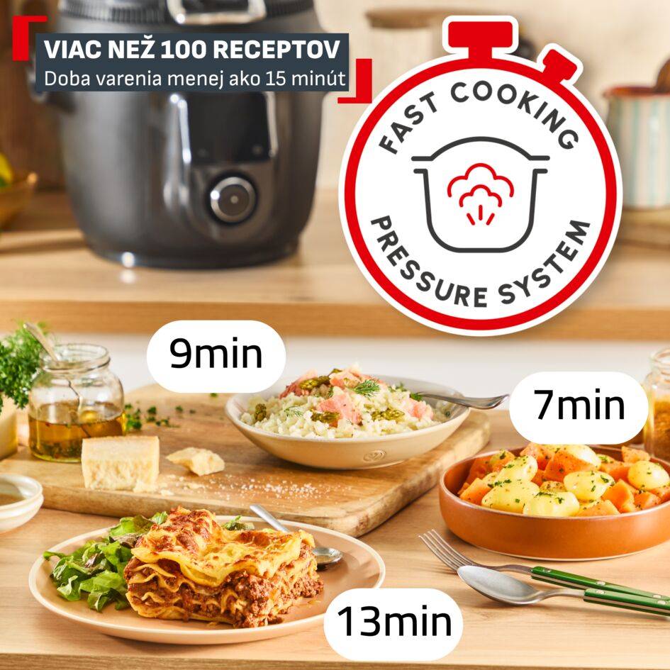 Multifunkčný tlakový hrniec a teplovzdušná fritéza Tefal Cook4Me Infinity CY982HF2, tmavošedá