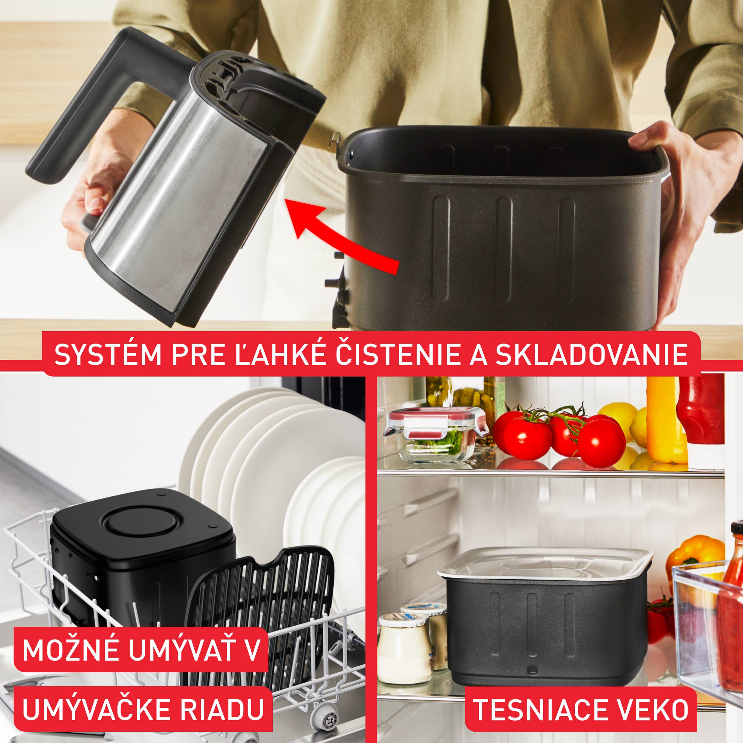 Tichá teplovzdušná fritéza Tefal Easy Fry Silence EY552DE0 Nerezová oceľ