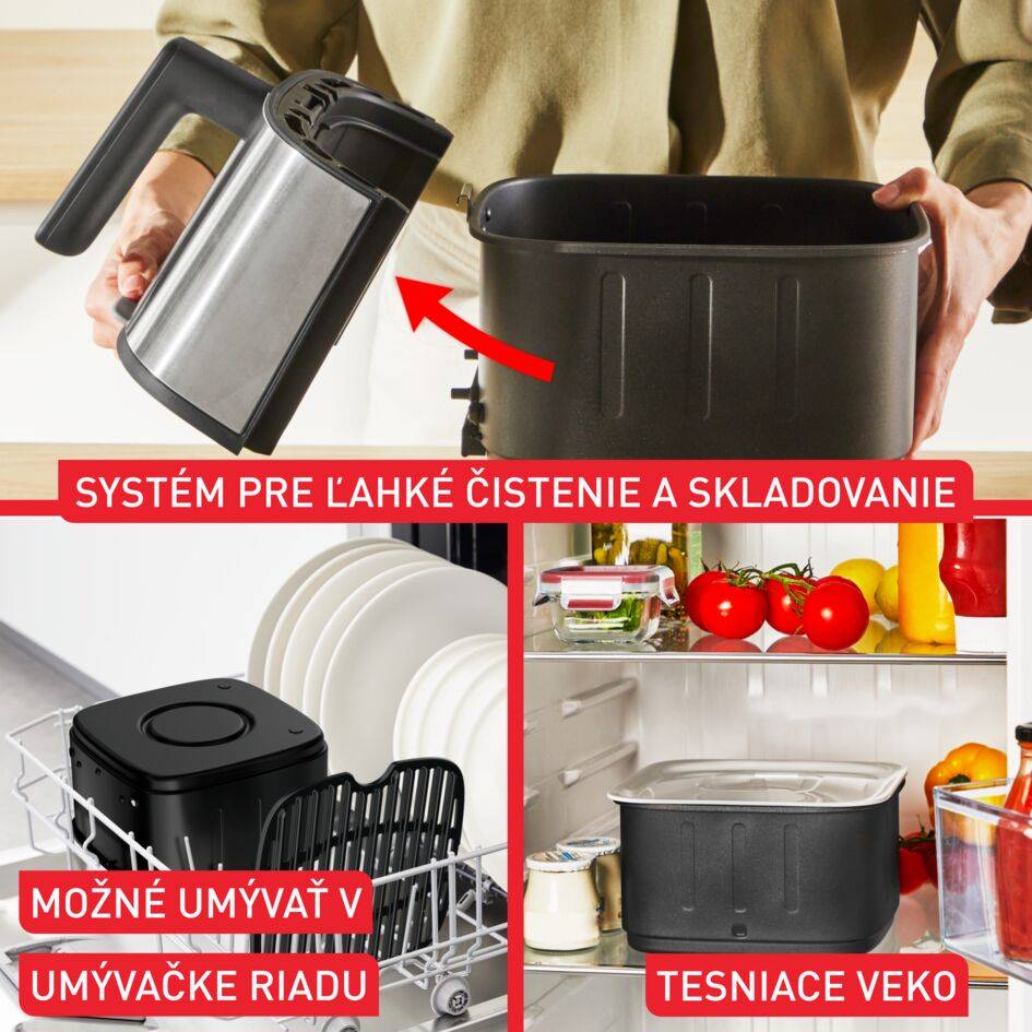 Tichá teplovzdušná fritéza Tefal Easy Fry Silence EY552DE0 Nerezová oceľ