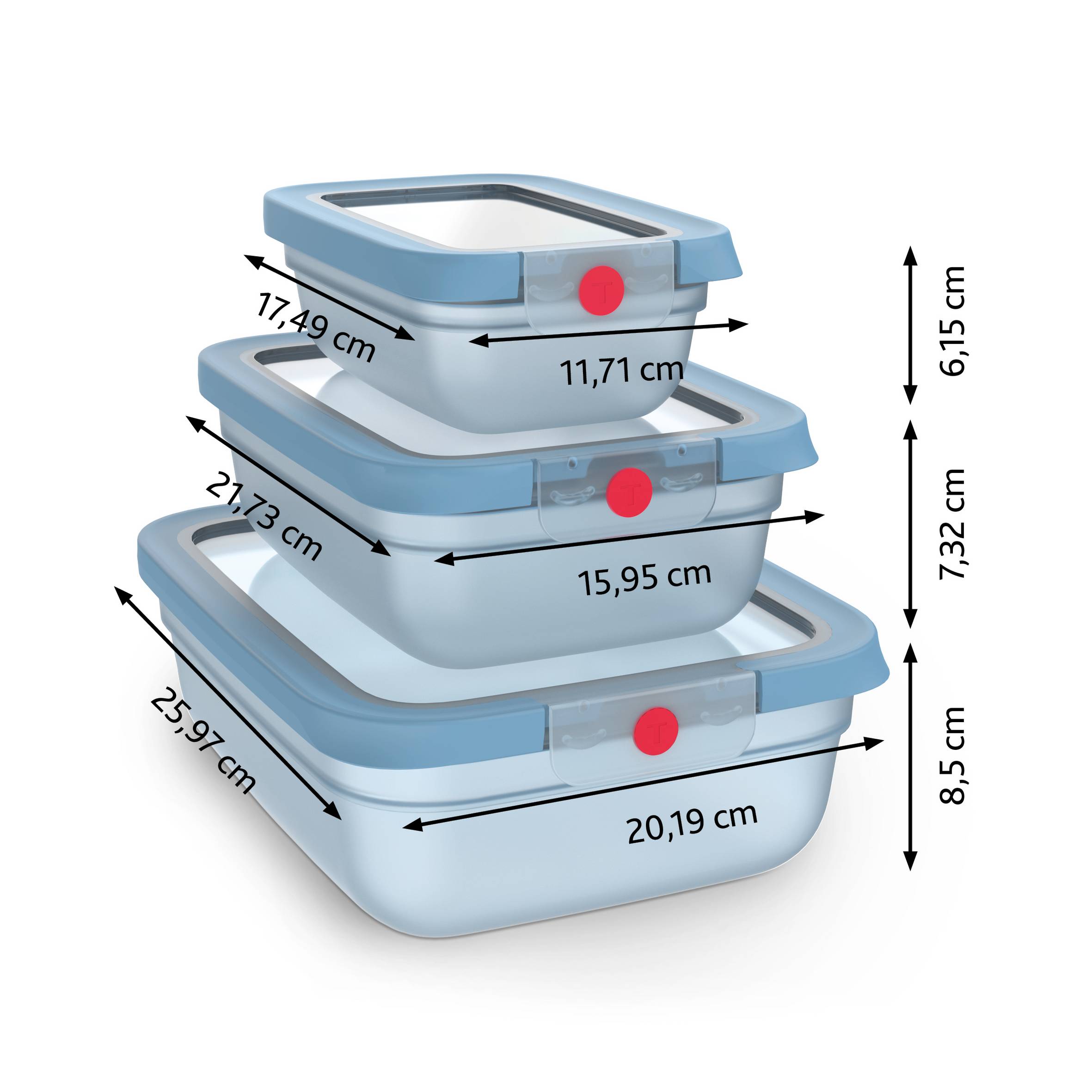 N1230210 oneClick nádoby na potraviny Tefal sada 3 kusov modrá