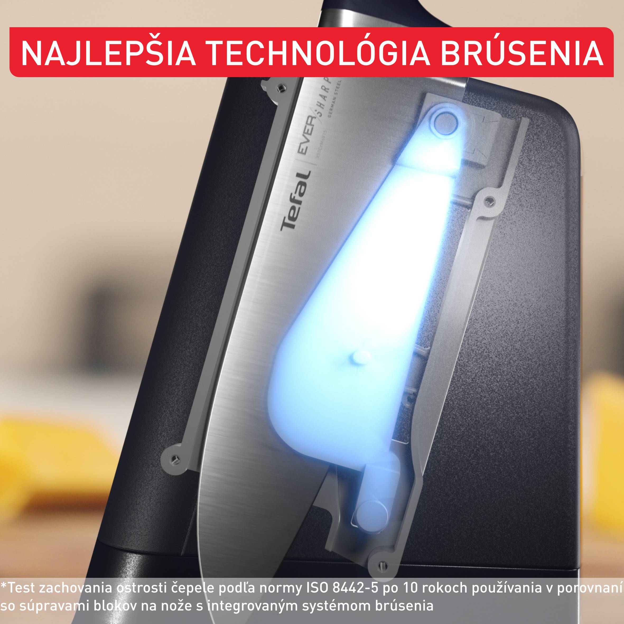 Súprava kuchynských nožov a blok na nože s integrovanou brúskou Tefal EverSharp K297S644 5 ks