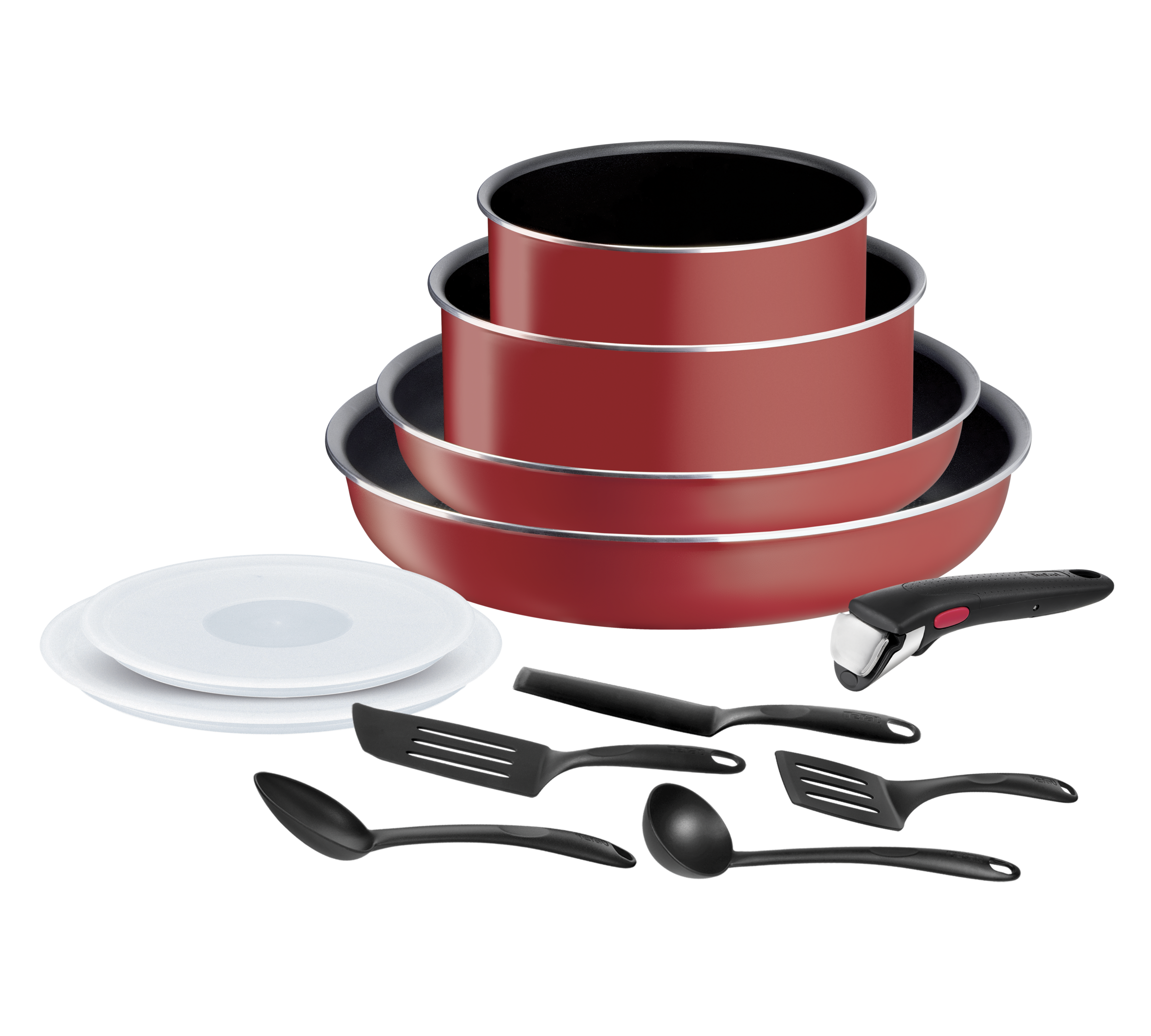 Súprava riadu Tefal Ingenio Easy Cook & Clean Red L1529302 12 ks