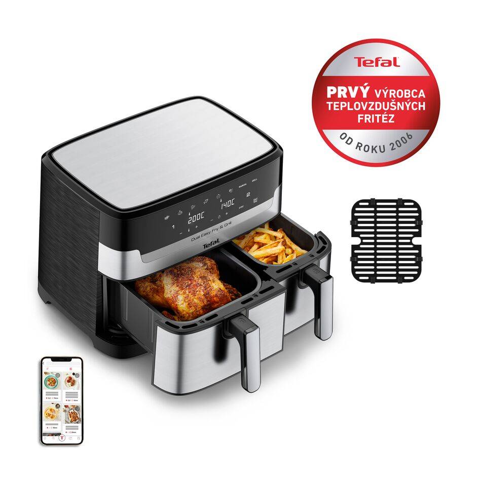 Teplovzdušná fritéza Tefal Dual Easy Fry & Grill EY905D10 Nerezová/Čierna