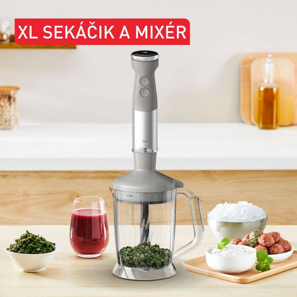 Tyčový mixér Tefal Quickchef+ 3v1 XL HB67MB30 sivý