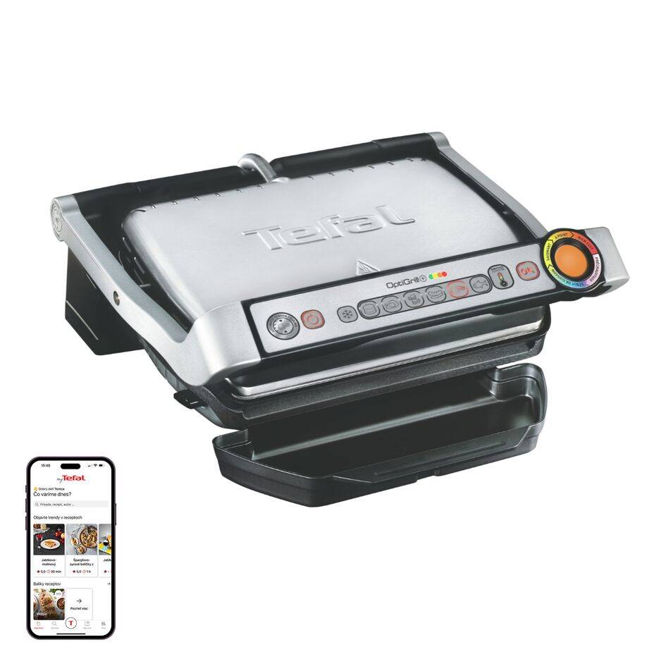 Elektrický gril Tefal OptiGrill+ Inox GC712D34 Strieborný/Čierny