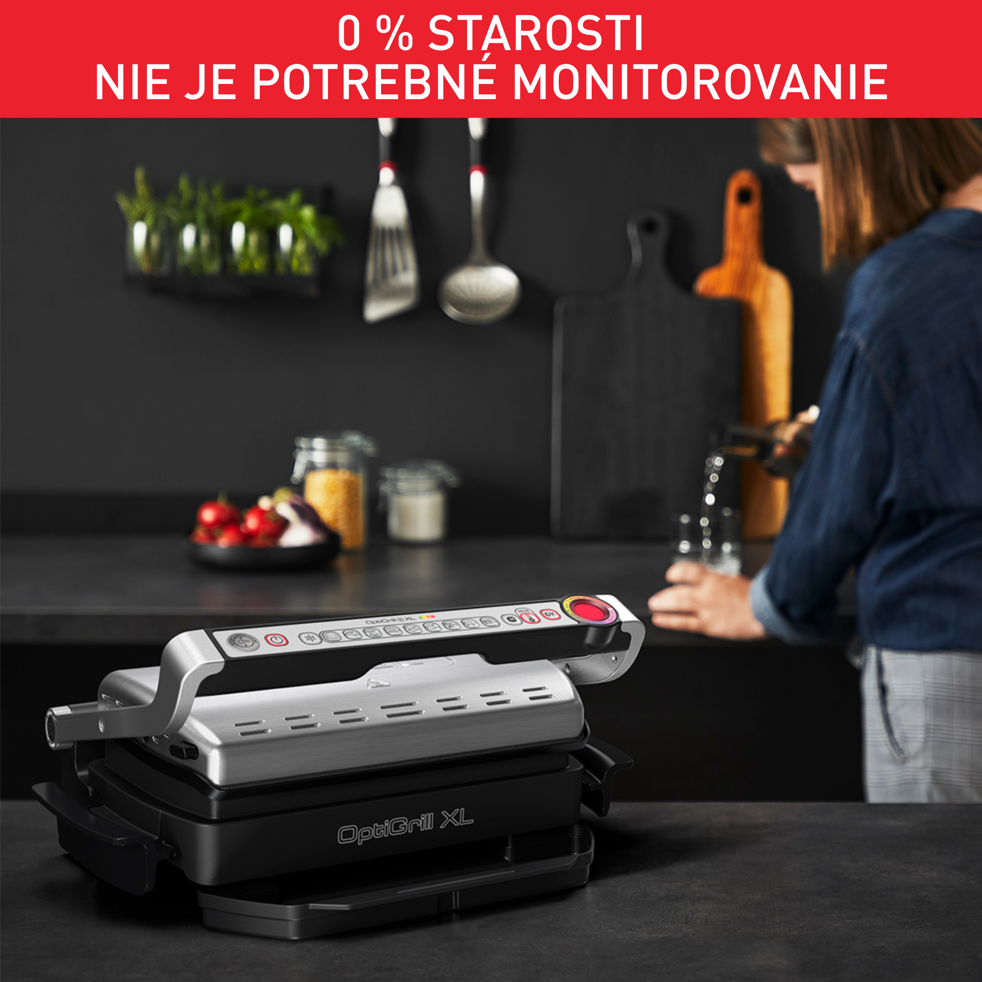 Elektrický gril Tefal OptiGrill+ XL Snacking & Baking so zapekacou misou GC724D12 Strieborný/Čierny