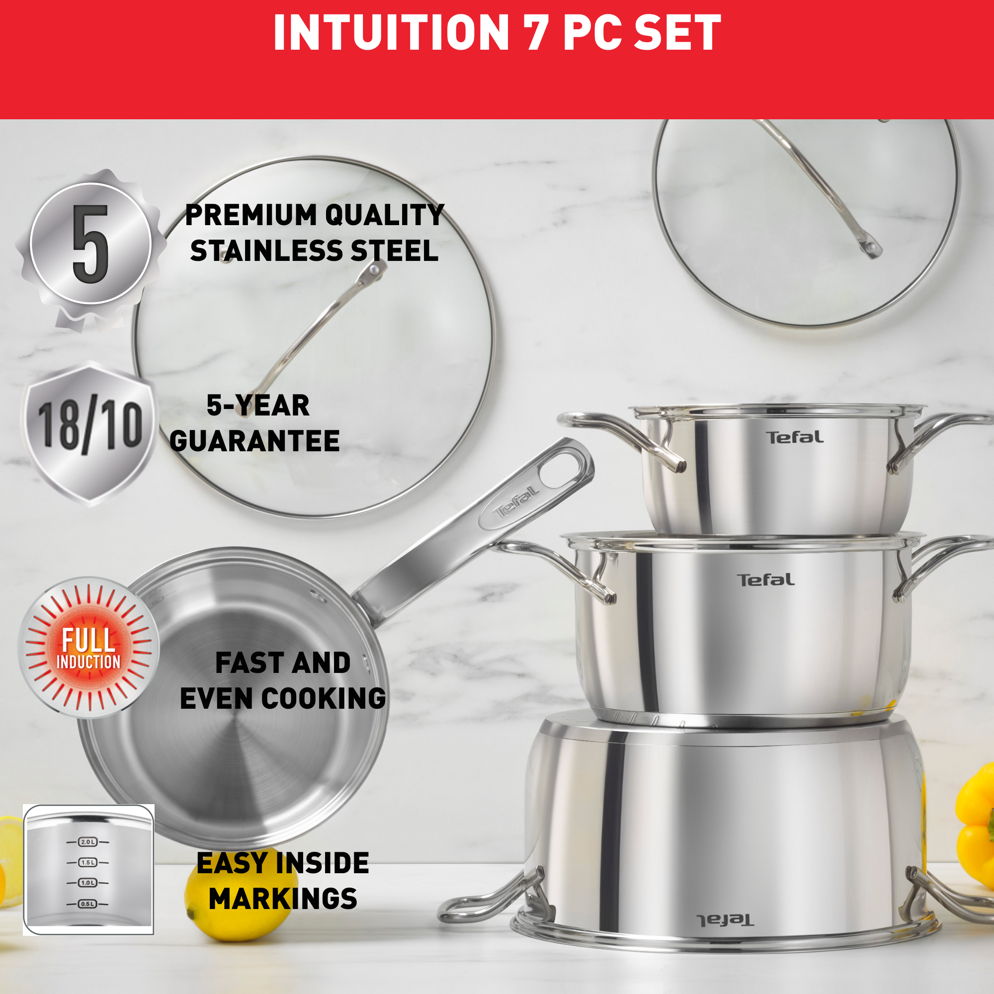 Súprava riadu Tefal Intuition B864S734 7 ks