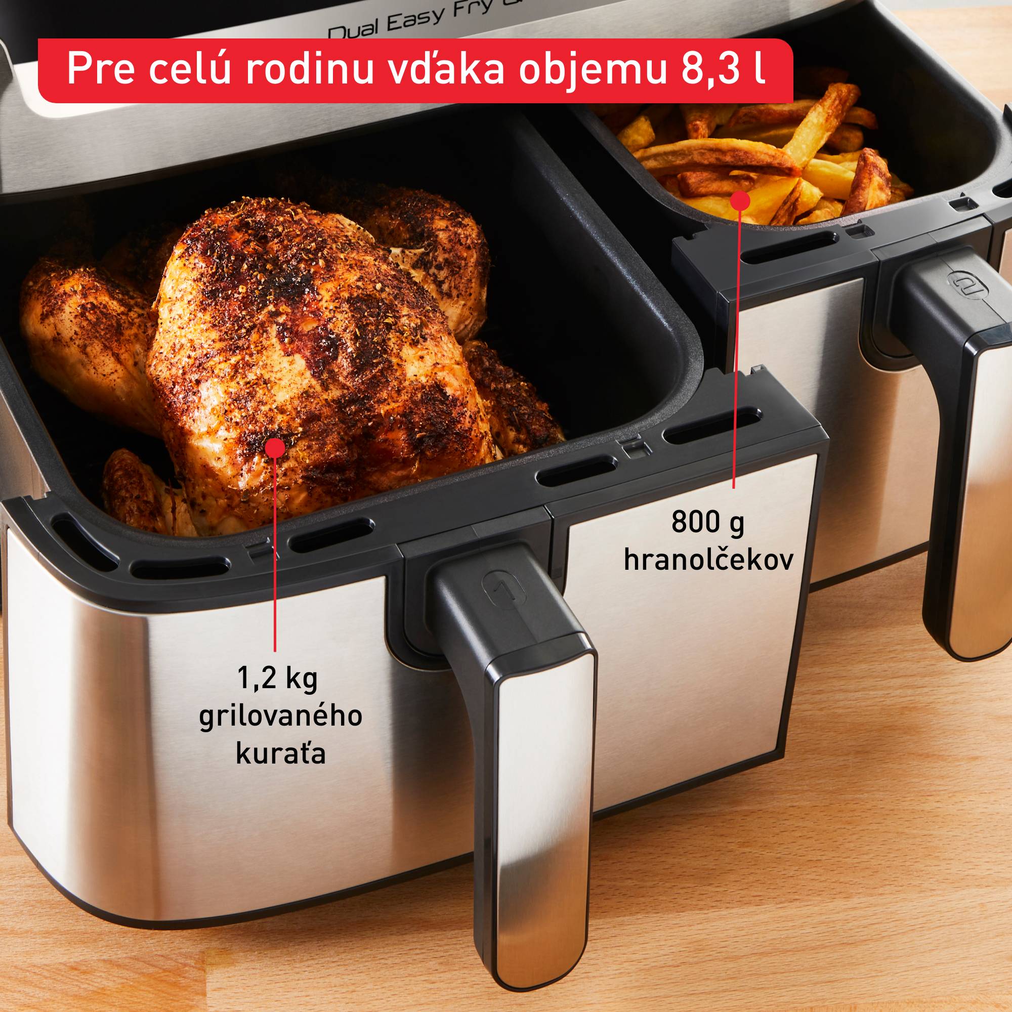 Teplovzdušná fritéza Tefal Dual Easy Fry & Grill EY905D10 Nerezová/Čierna