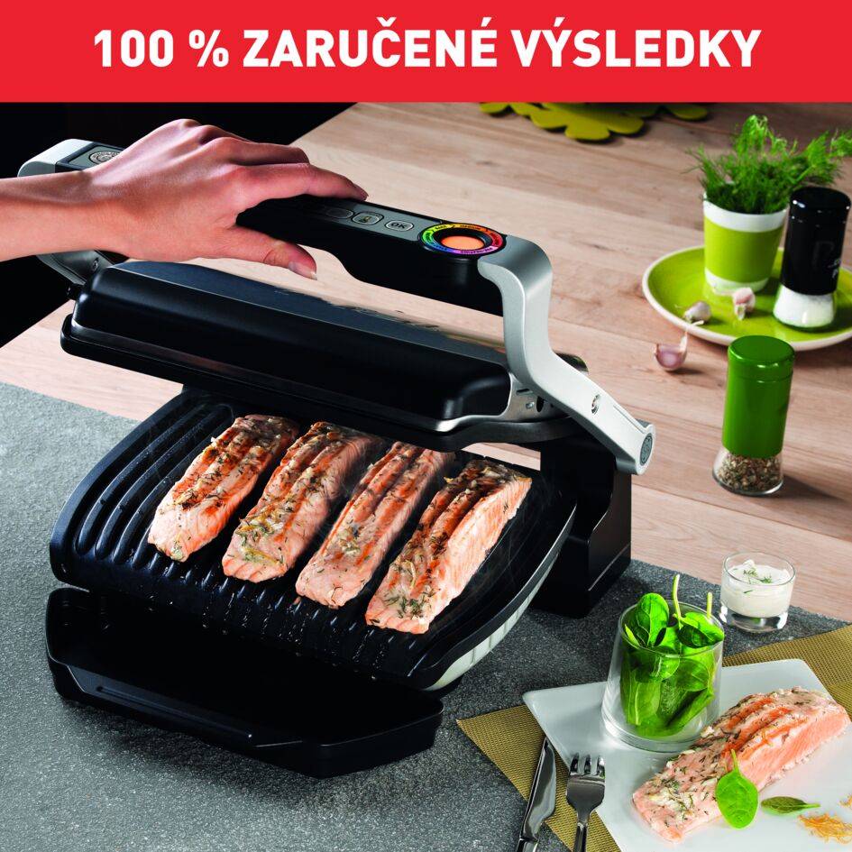 Elektrický gril Tefal OptiGrill+ Inox GC712D34 Strieborný/Čierny