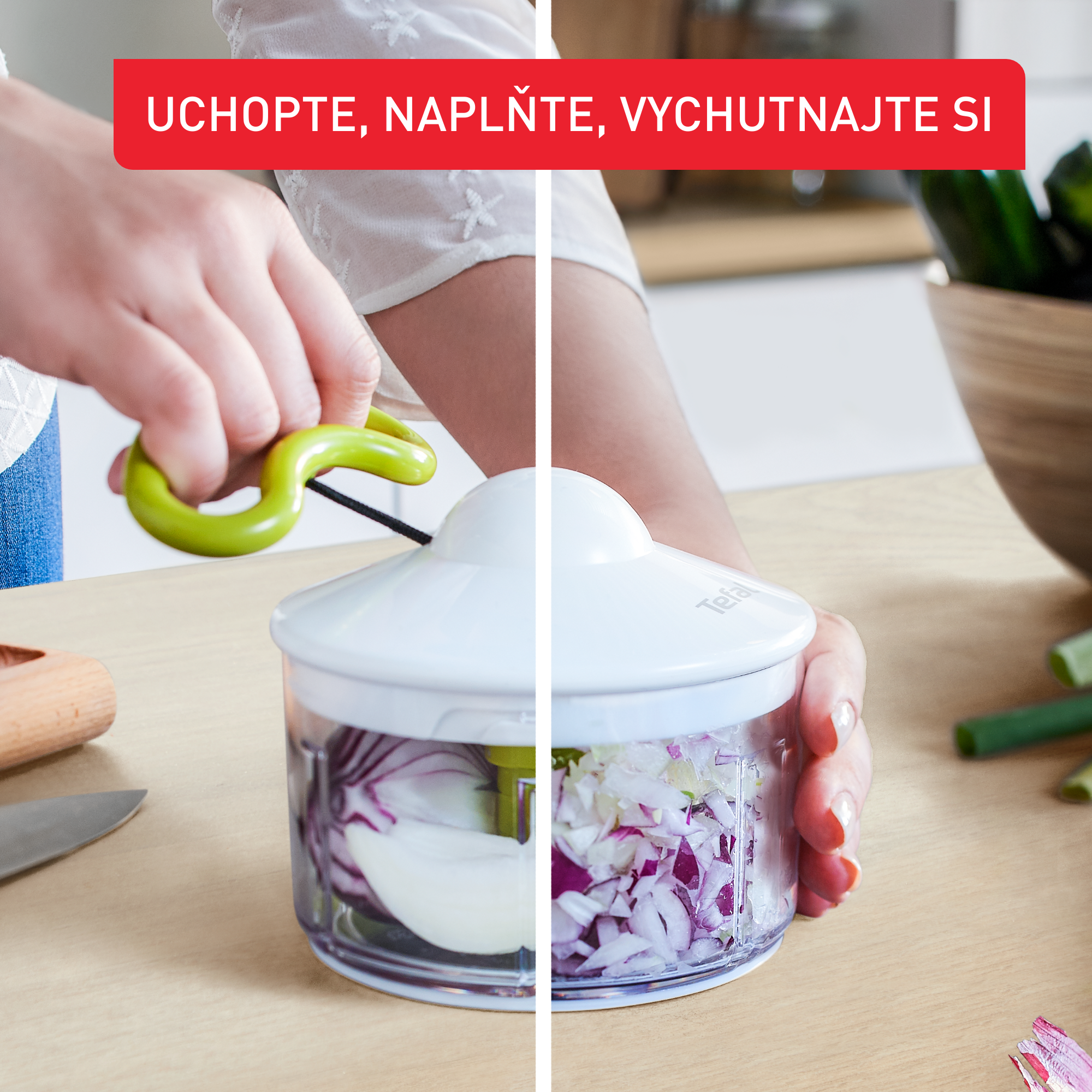 Ručný sekáčik Tefal 5 Second Chopper K1330404 Zelený/Biely 500 ml