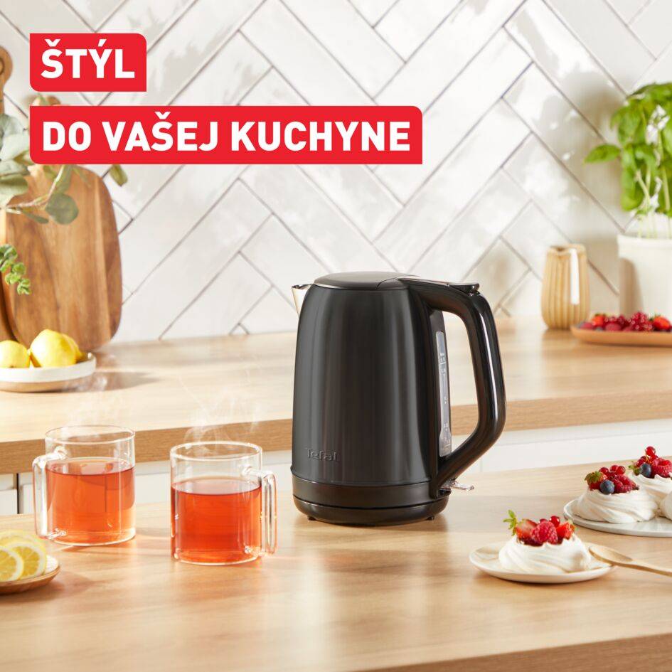 Subito, rýchlovarná kanvica, ukazovateľ množstva vody na jednu šálku, otváranie jednou rukou