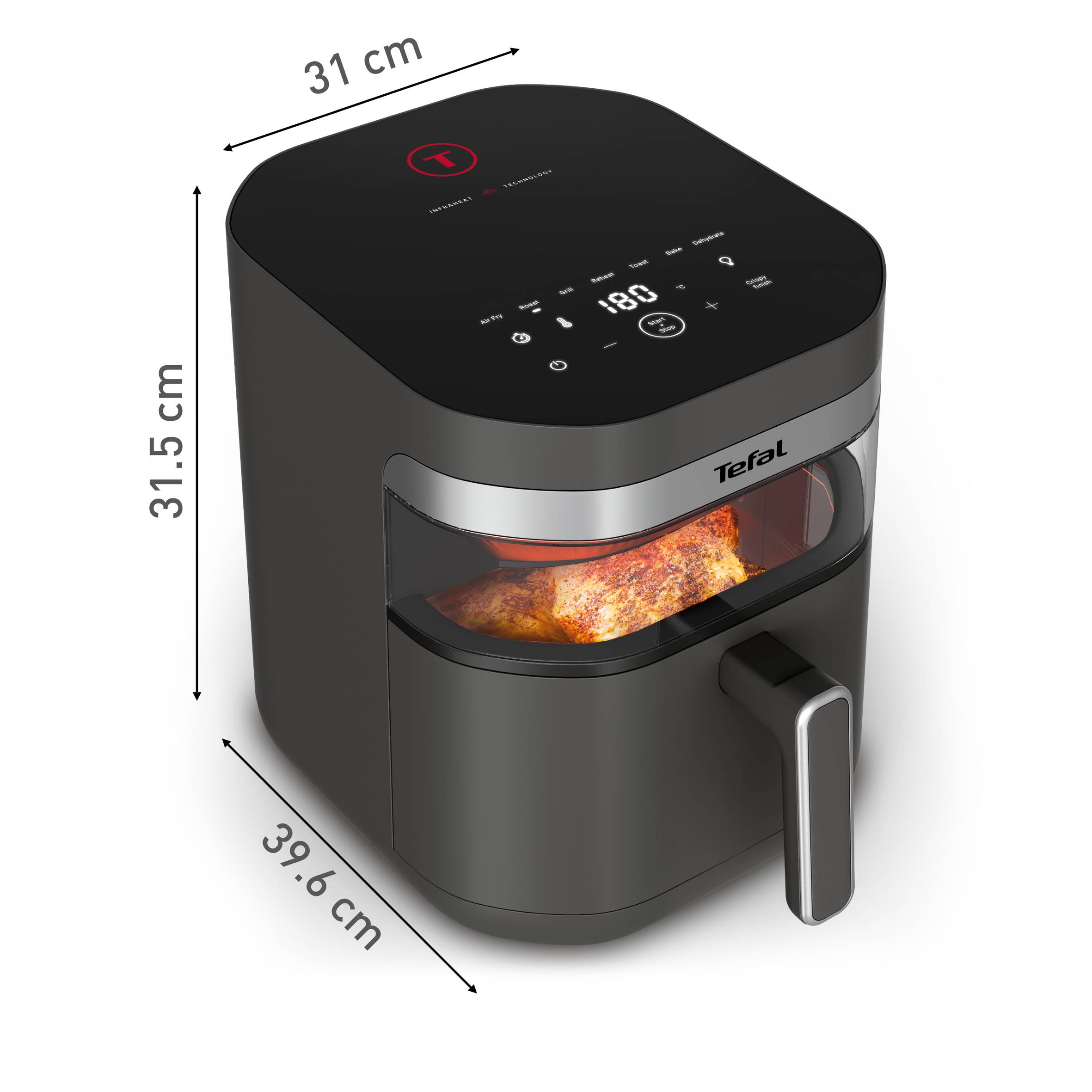 Teplovzdušná fritéza Tefal INFRARED AIR FRYER 7L, EY832HE0, tmavosivá