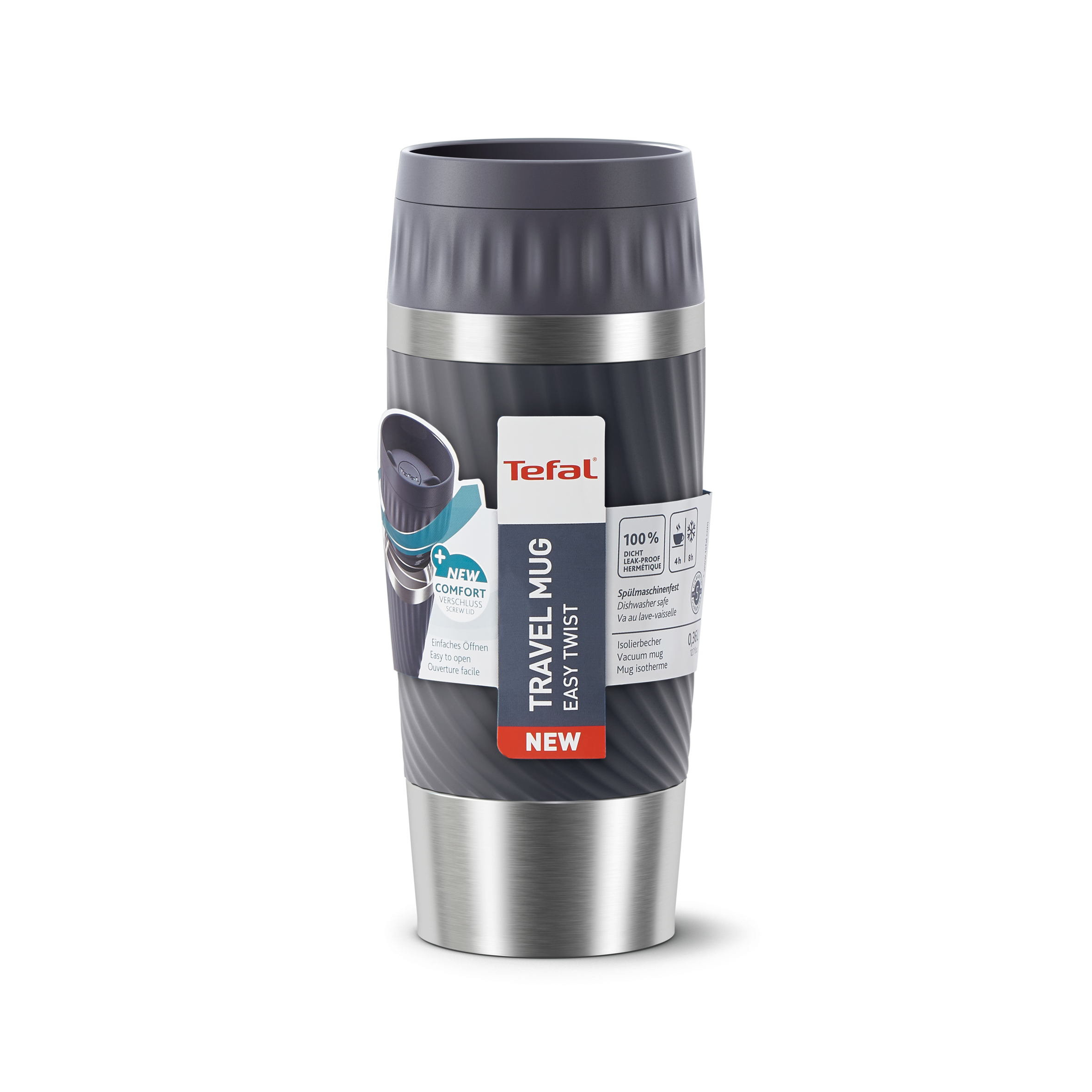Termohrnček Tefal Easy Twist Mug N2011510 Sivý 0,36 l