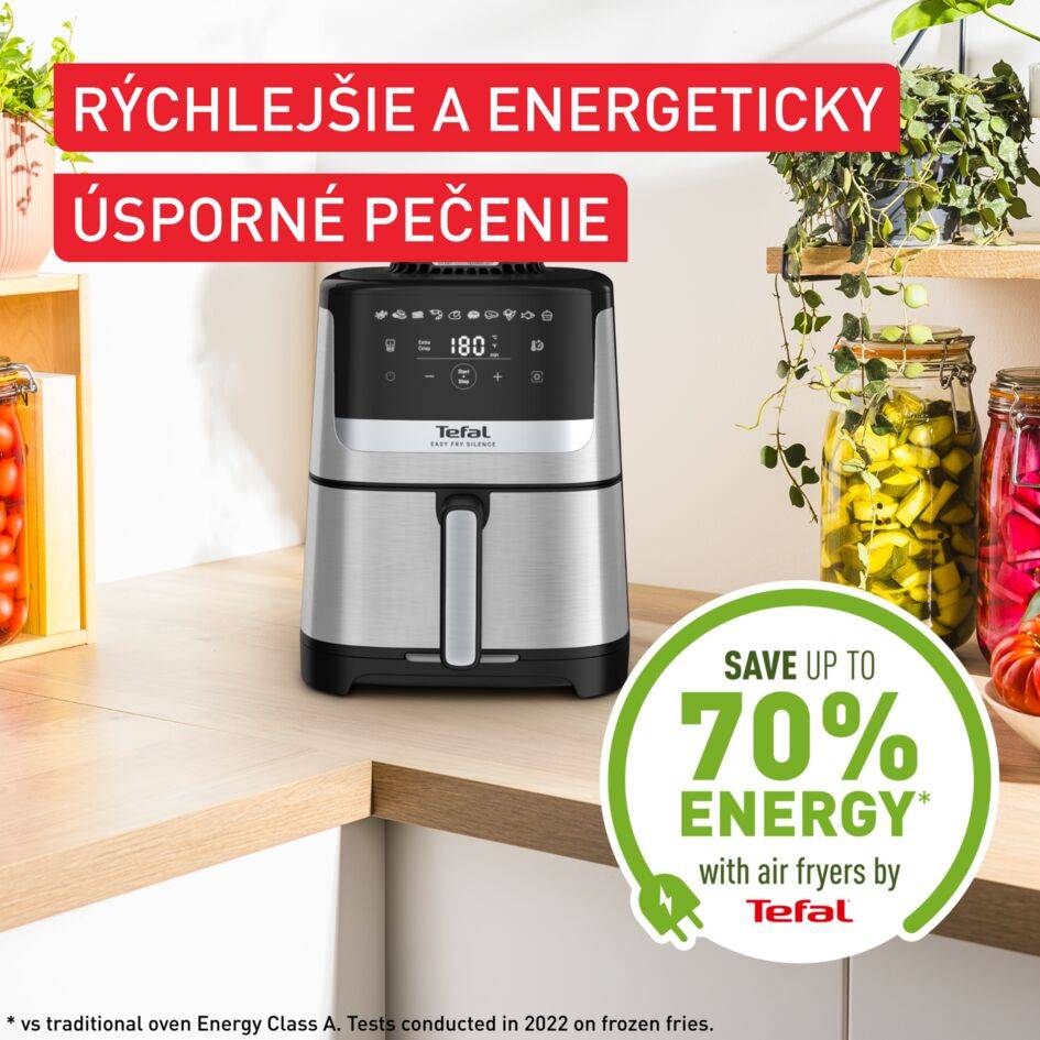 Tichá teplovzdušná fritéza Tefal Easy Fry Silence EY552DE0 Nerezová oceľ