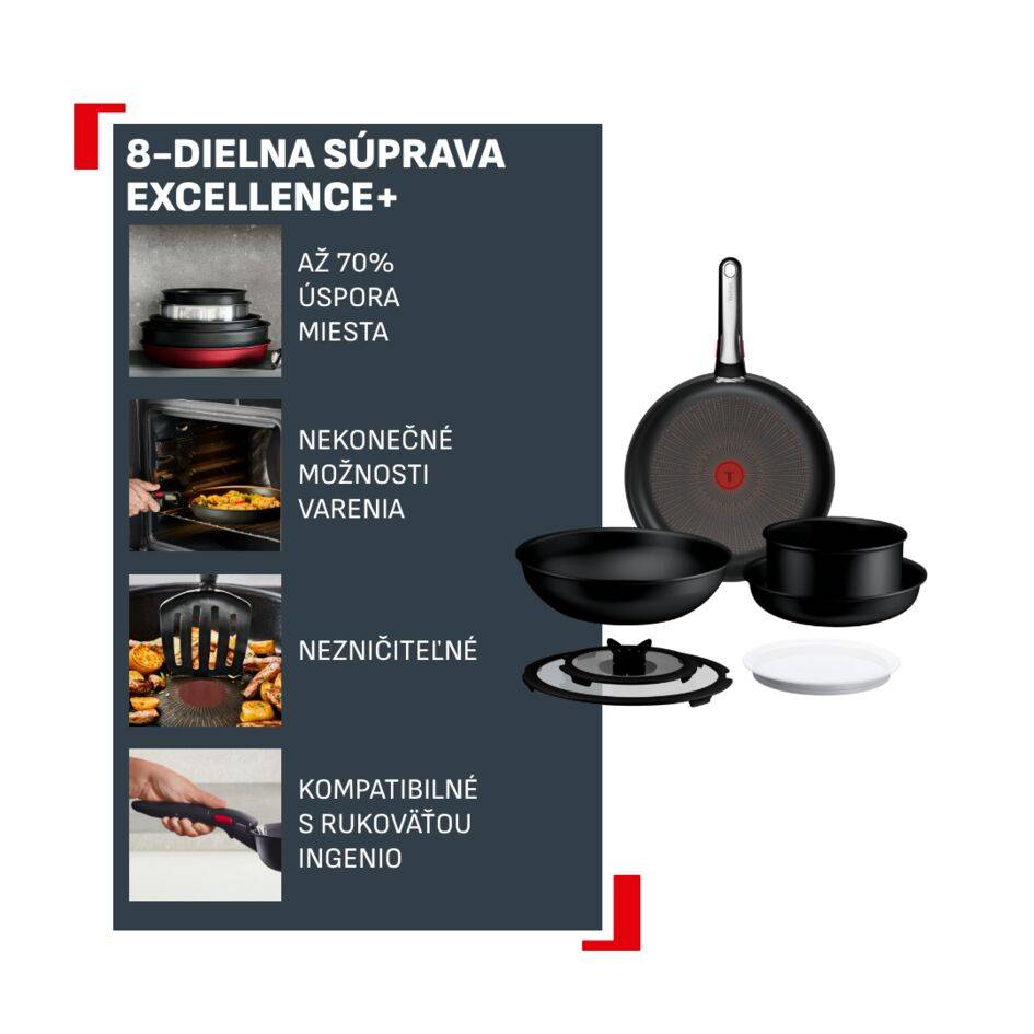 Súprava stohovateľného riadu Tefal Ingenio Excellence+ P0009953 8 ks