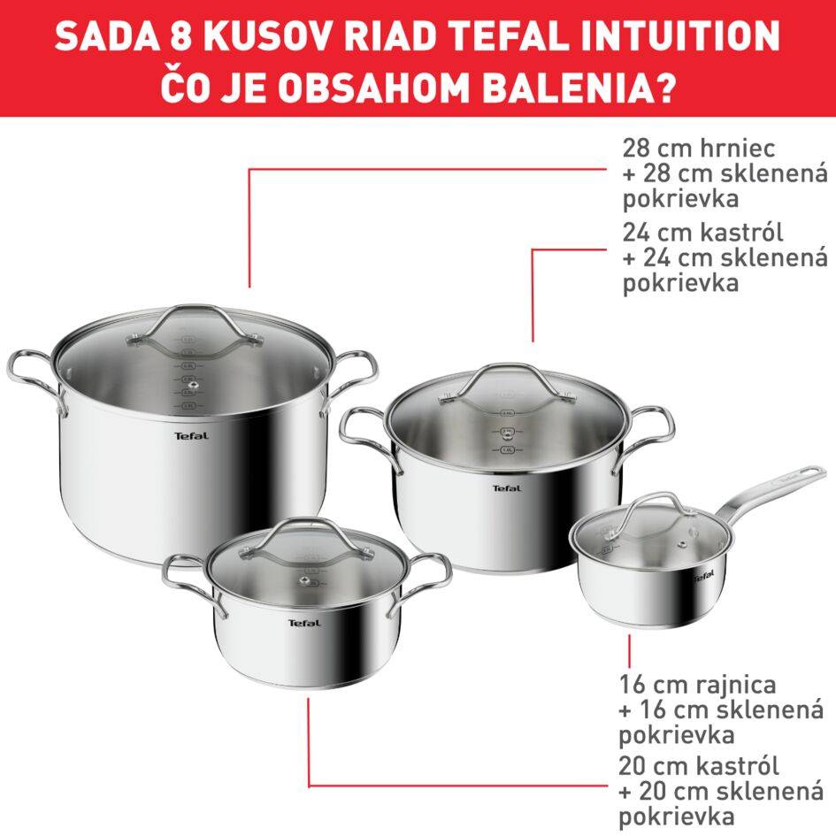 Sada hrncov Tefal Intuition B864S874 8 ks B864S874