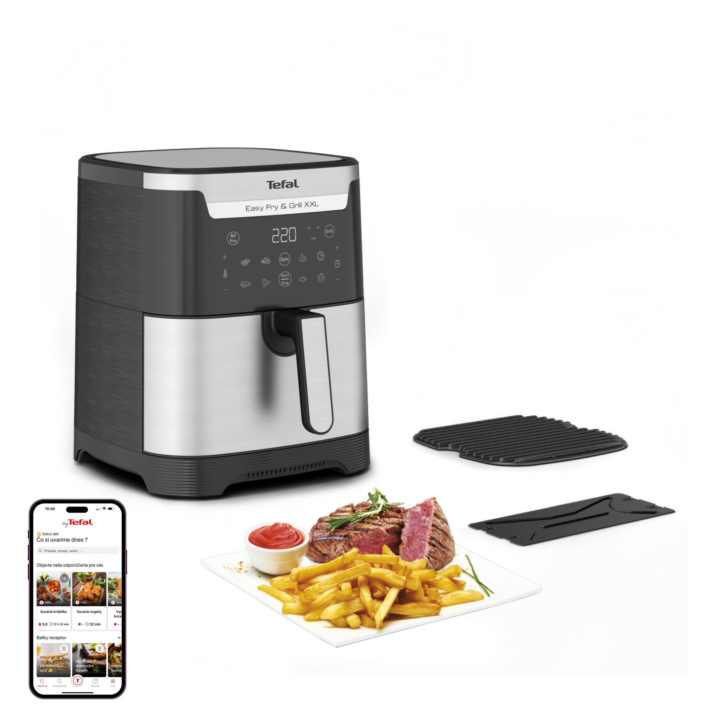 Teplovzdušná fritéza Tefal Easy Fry & Grill XXL 2v1 EY801D15 Nerezová/Čierna