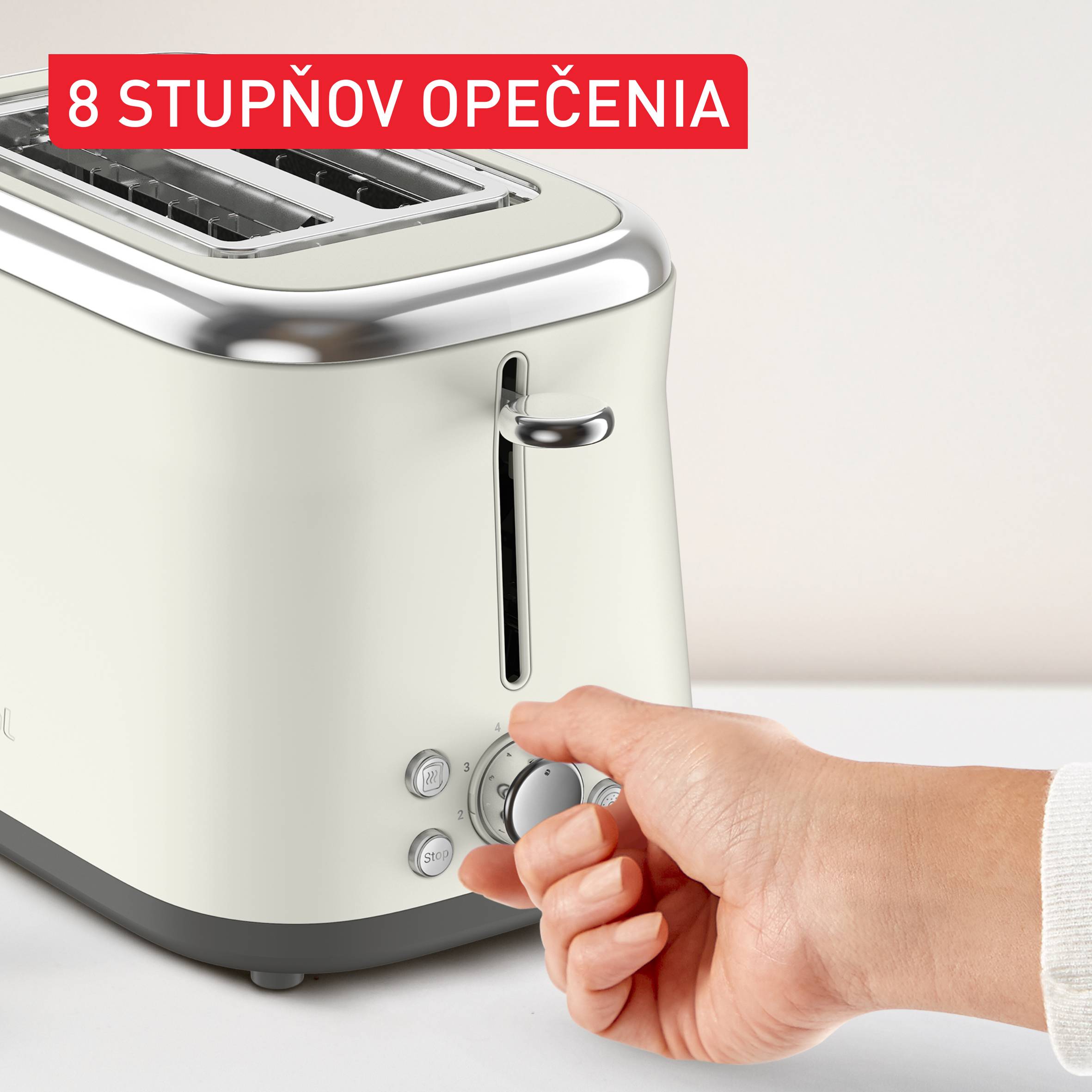 Retro hriankovač Tefal Collection TT720AE0 ušľachtilá oceľ krémový