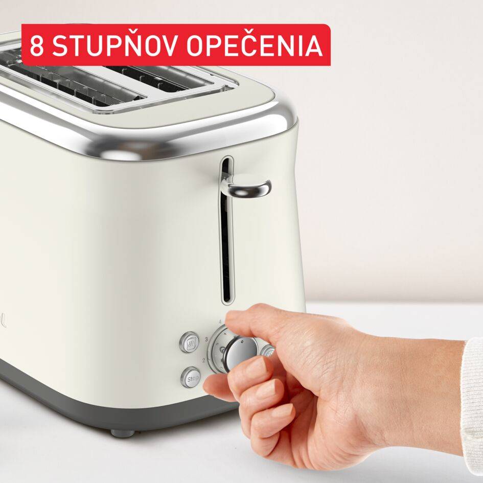 Retro hriankovač Tefal Collection TT720AE0 ušľachtilá oceľ krémový