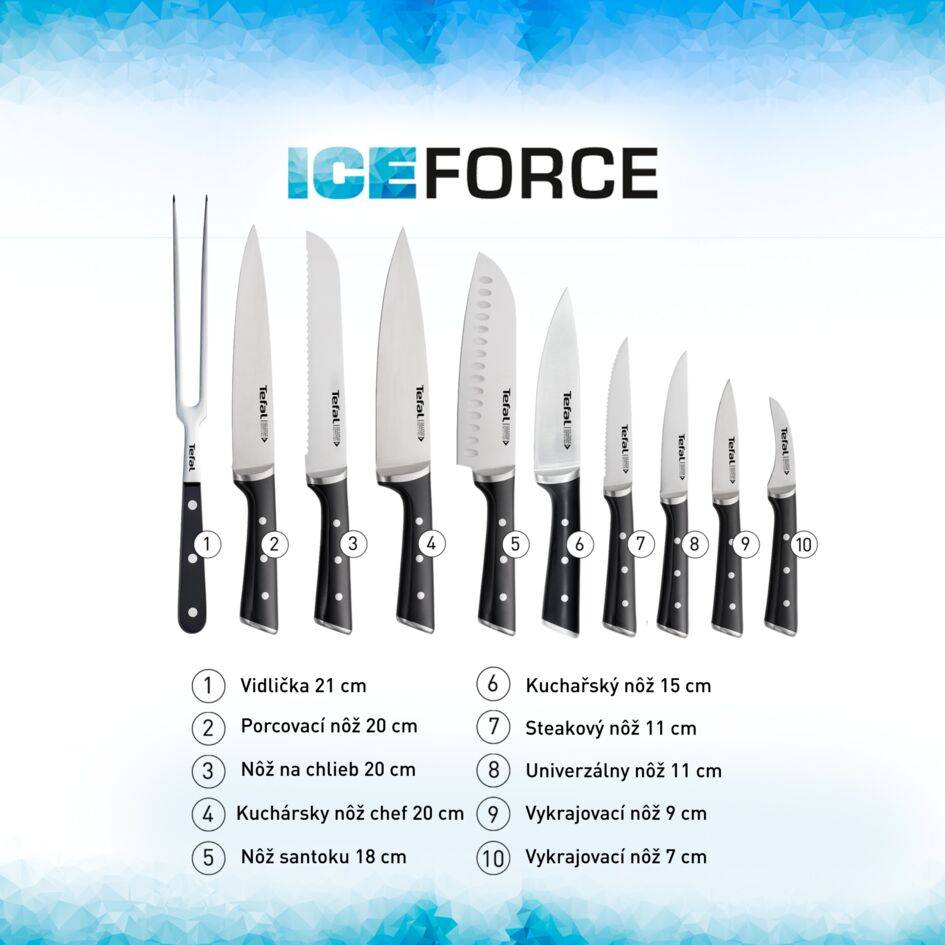Kuchynský nôž Tefal Ice Force K2320514 Nerezový/Čierny 9 cm