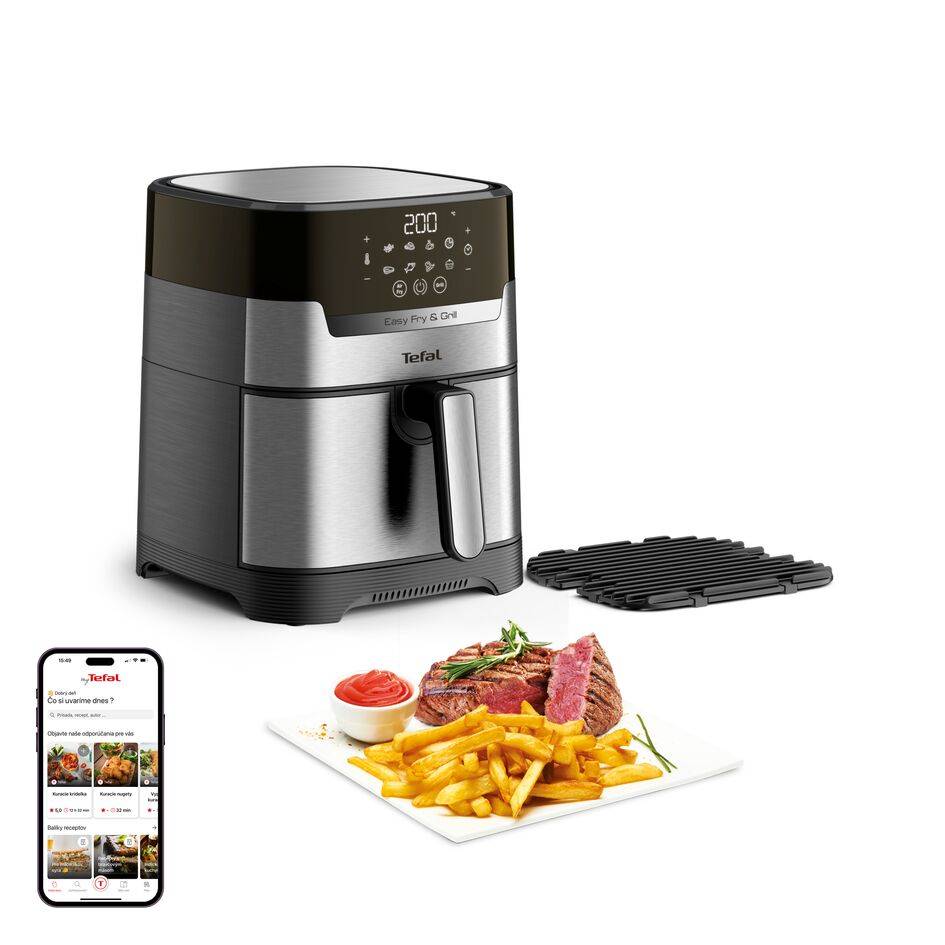 Teplovzdušná fritéza Tefal Easy Fry & Grill 2v1 Digital EY505D15 Nerezová/Čierna