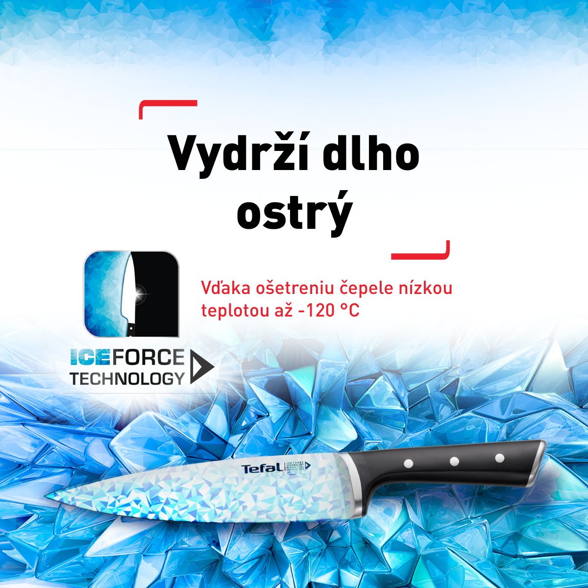 Kuchynský nôž Tefal Ice Force K2320414 Nerezový/Čierny 20 cm