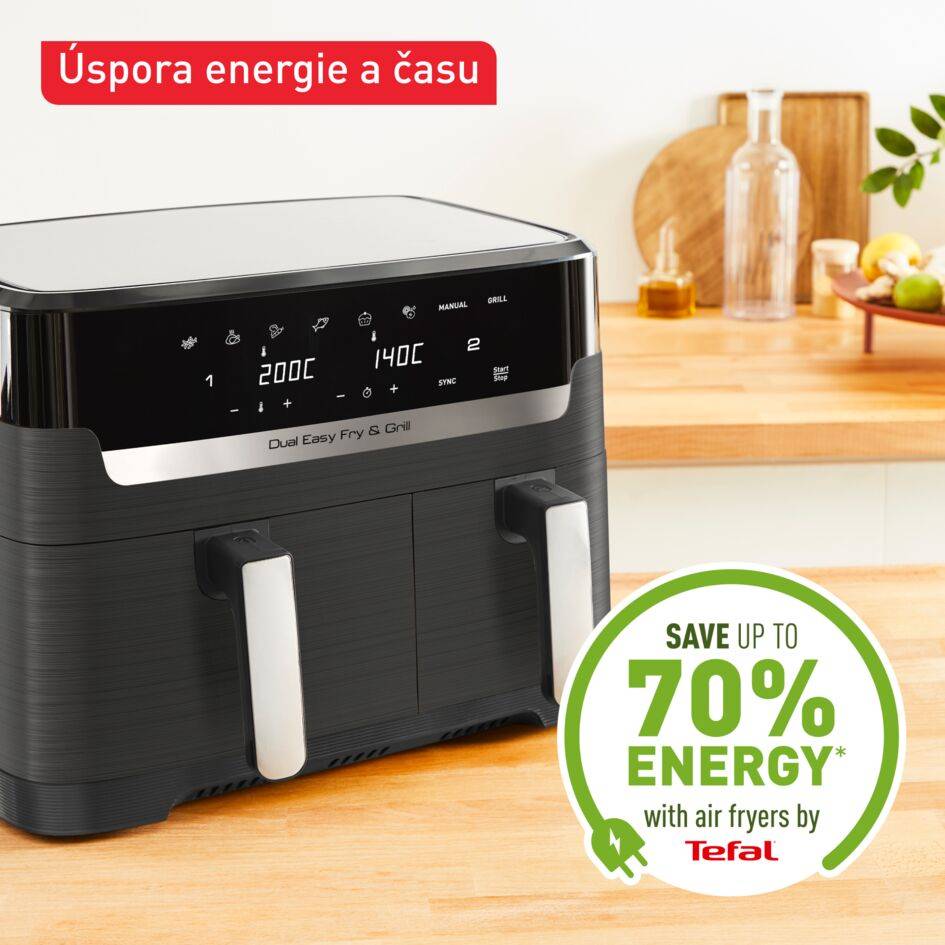Teplovzdušná fritéza Tefal Dual Easy Fry & Grill EY905B10 Čierna