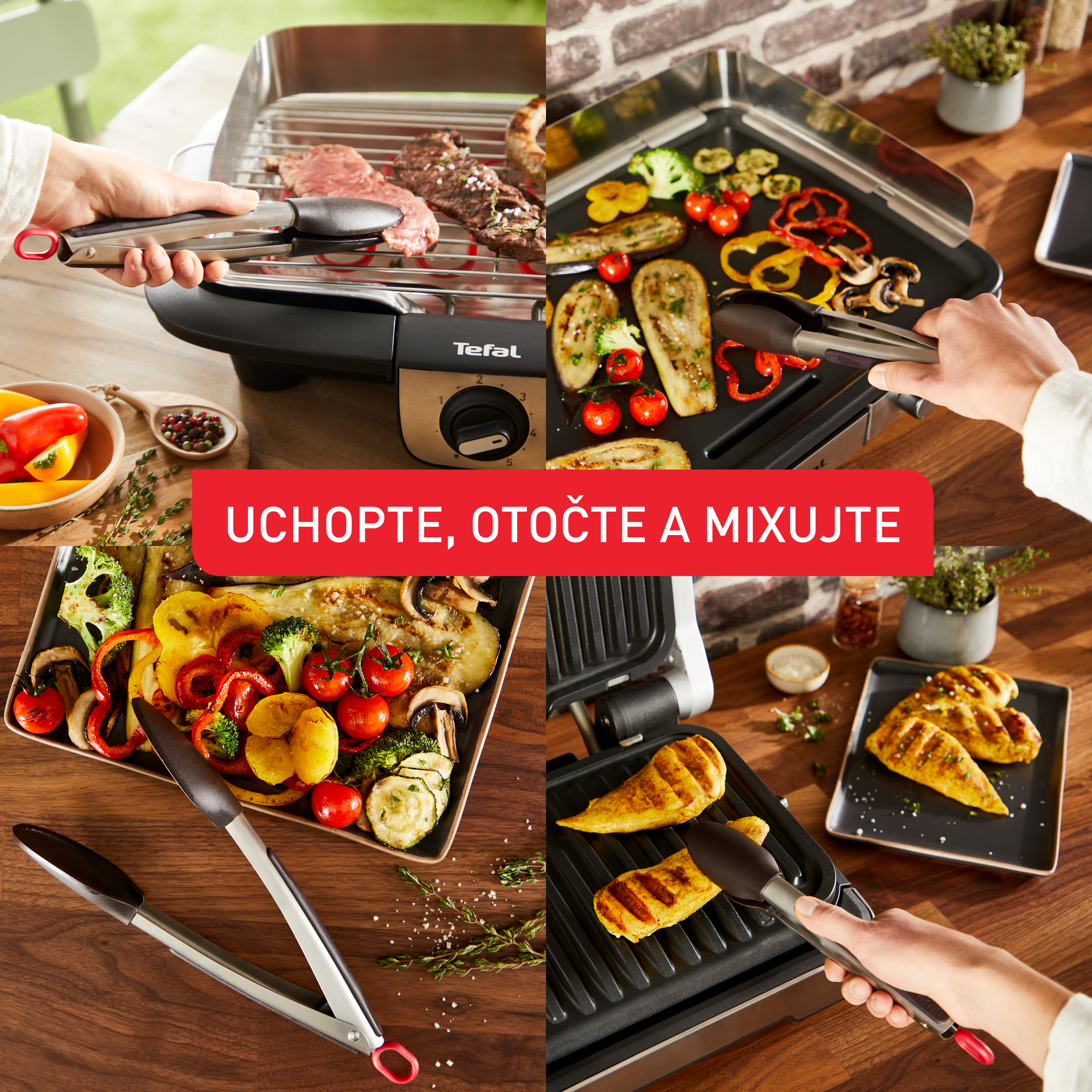 Kliešte Tefal K1182034 Nerezové/Čierne 25 cm