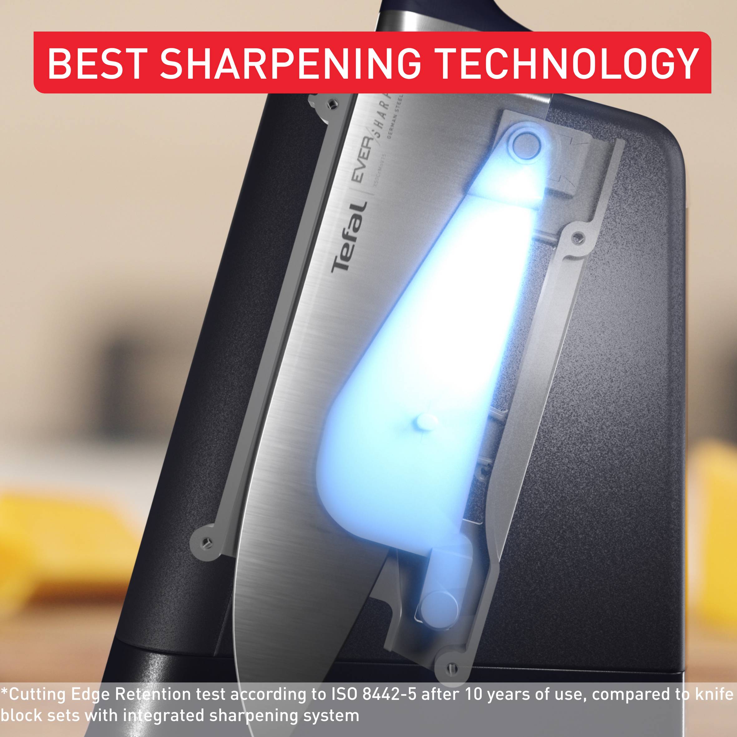 Súprava kuchynských nožov a blok na nože s integrovanou brúskou Tefal EverSharp K297S644 5 ks
