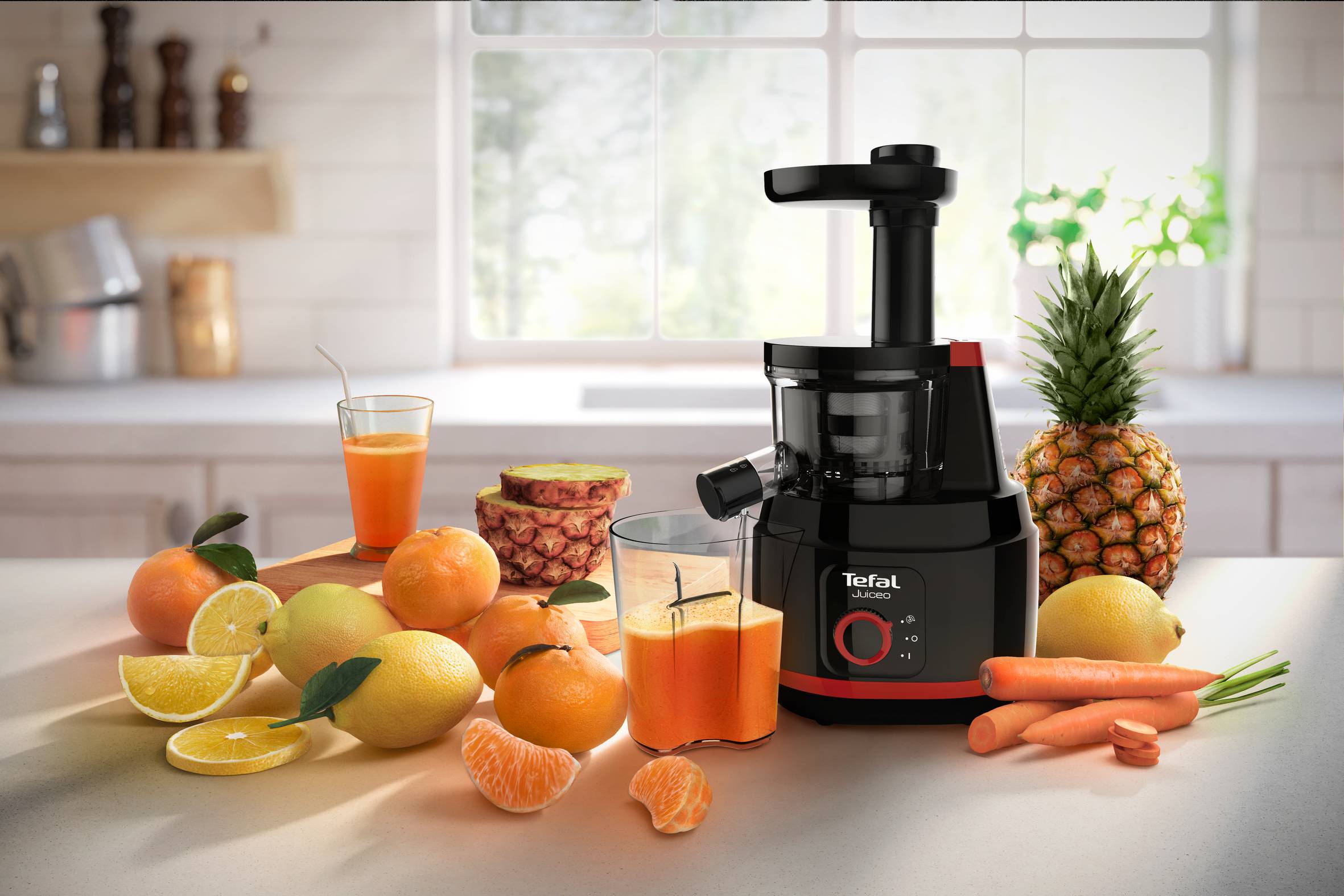 Odšťavovač Tefal Juiceo ZC150838 Červený/Čierny
