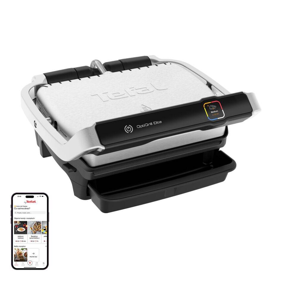 Elektrický gril Tefal OptiGrill Elite GC750D30 Strieborný/Čierny